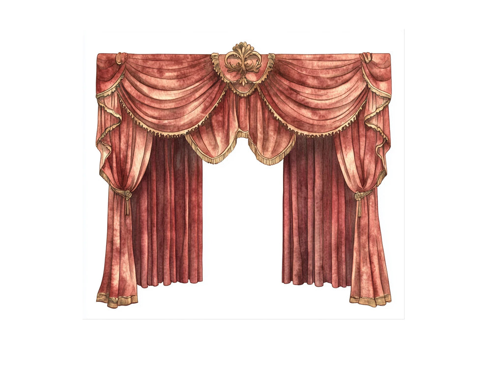Luxurious Red Curtain Clipart Bundle