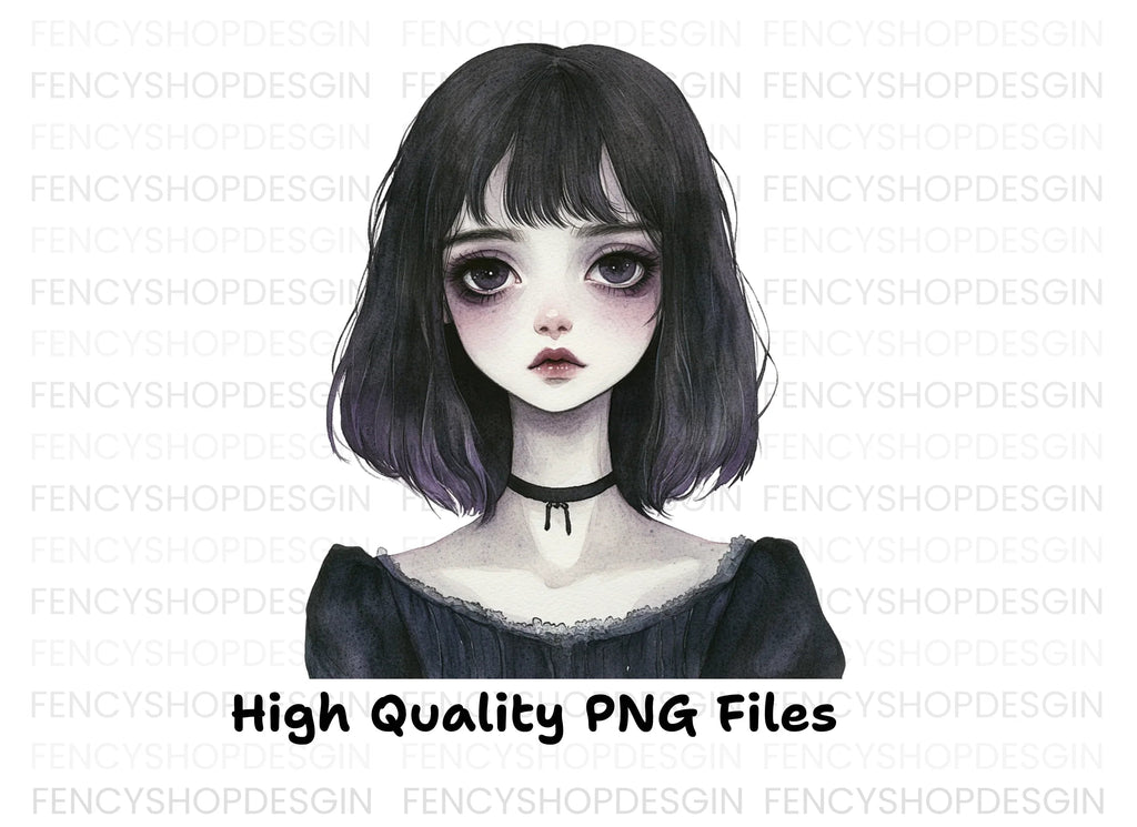 Dark Aesthetic Goth Girl Clipart Bundle