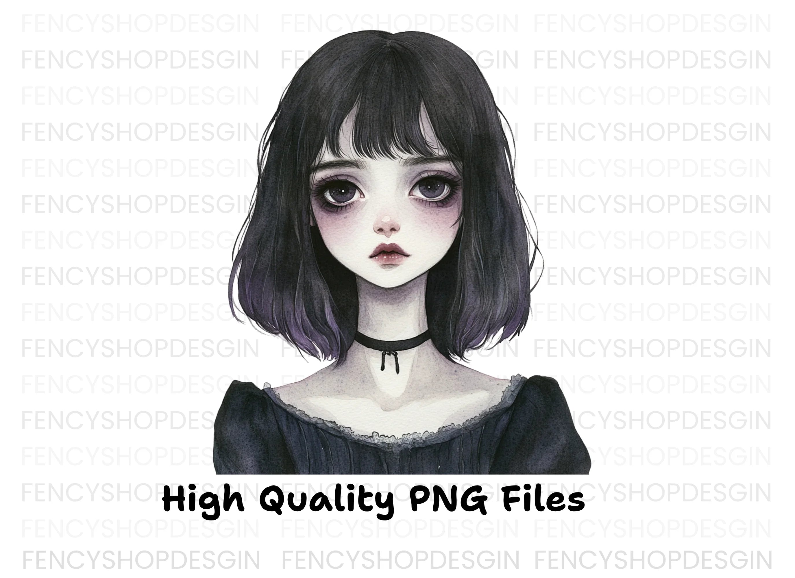 Dark Aesthetic Goth Girl Clipart Bundle
