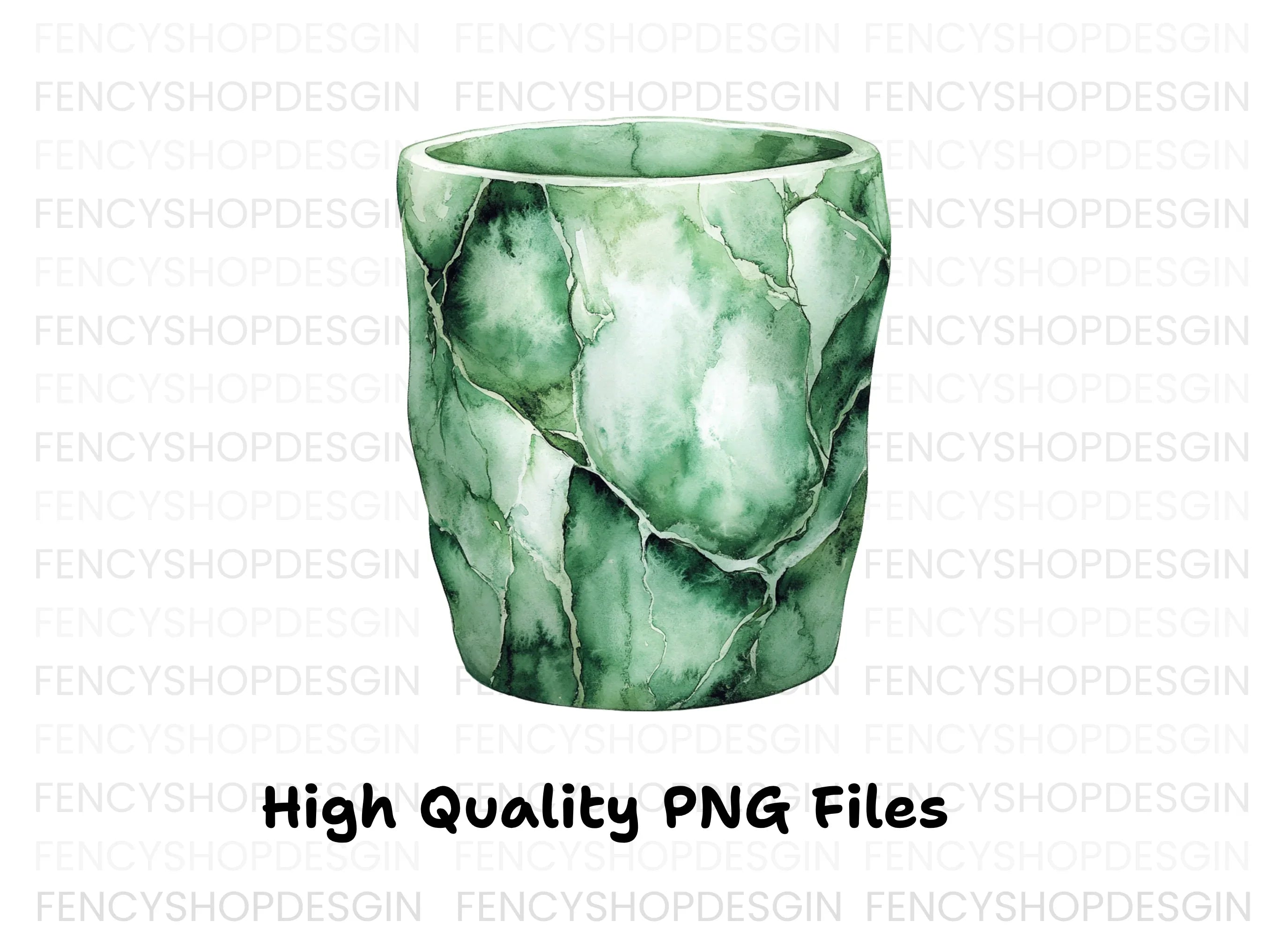 Green Marble Texture Cup Clipart Bundle