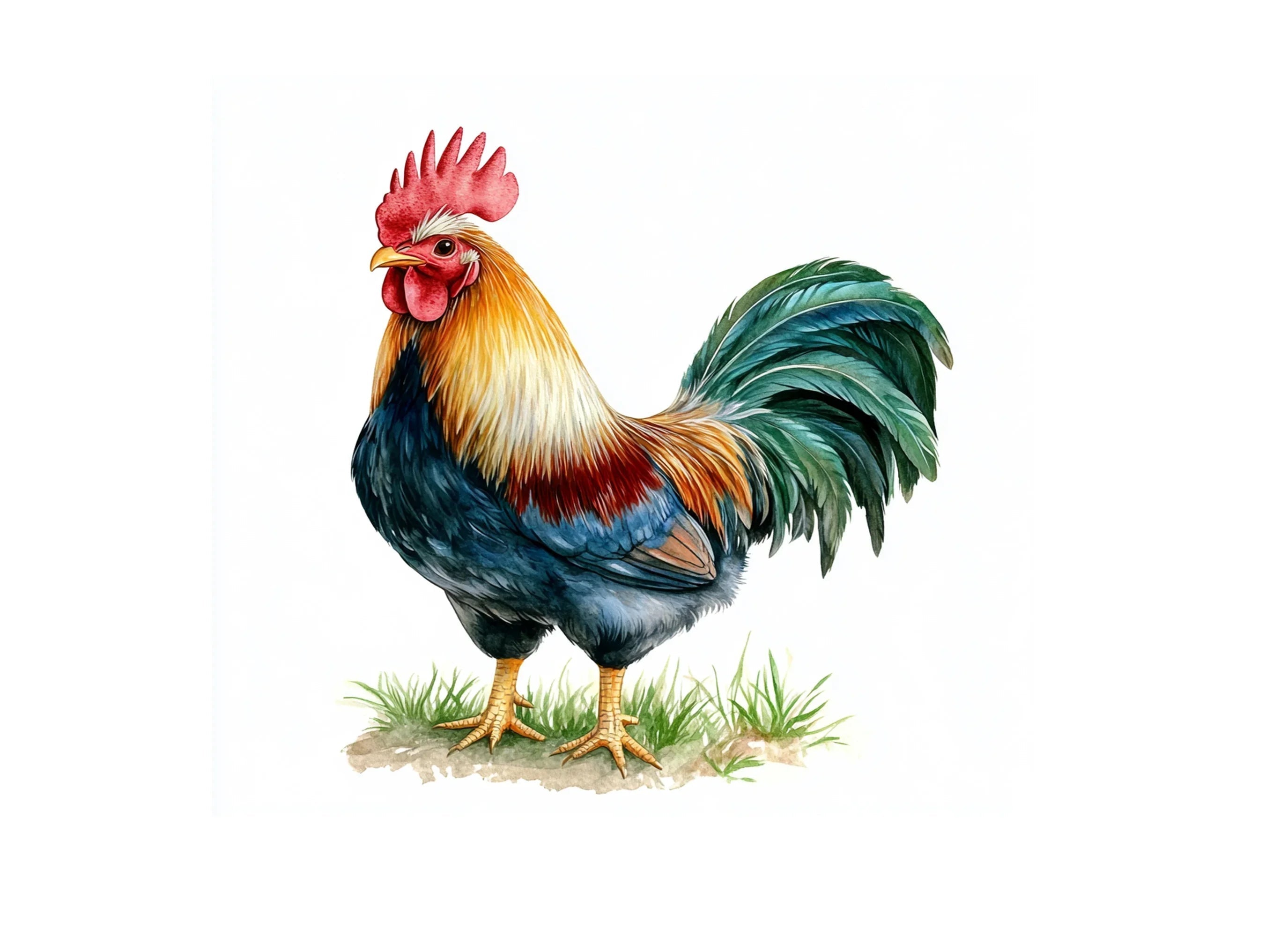 Colorful Rooster Illustrations Clipart Bundle