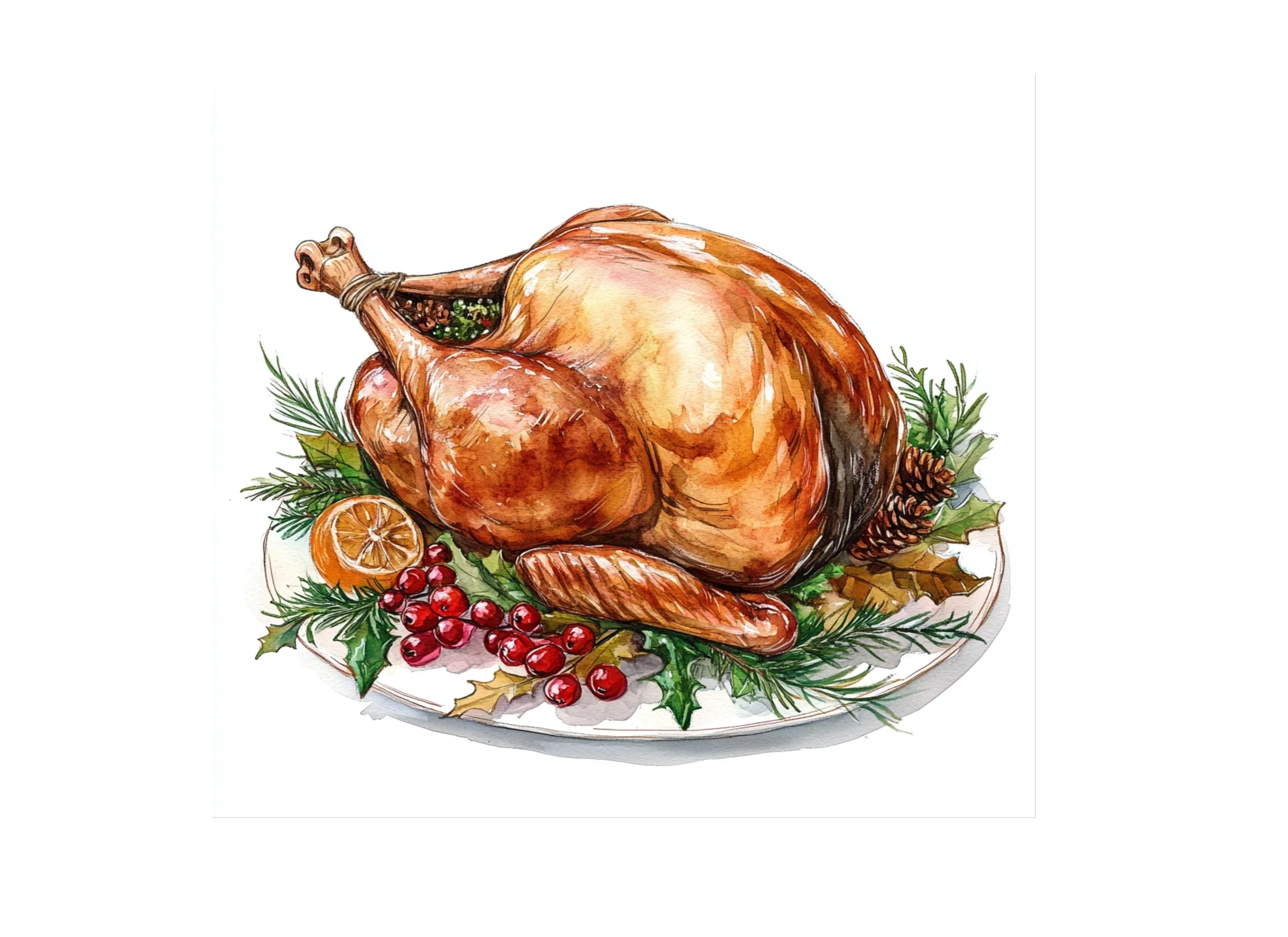 Roasted Turkey Thanksgiving Clipart Bundle