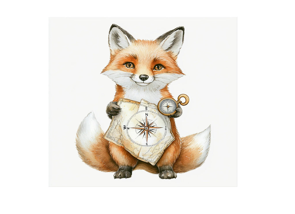 Fox Explorer with Map and Compass Clipart Bundle