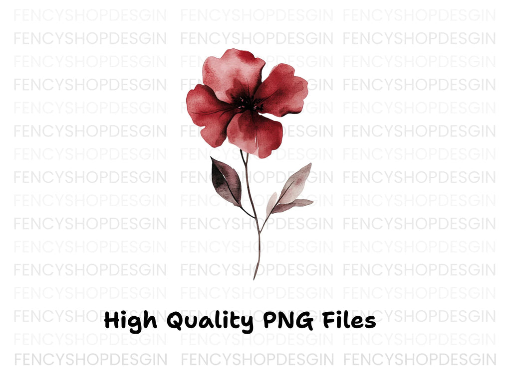 Deep Red Botanical Clipart Bundle