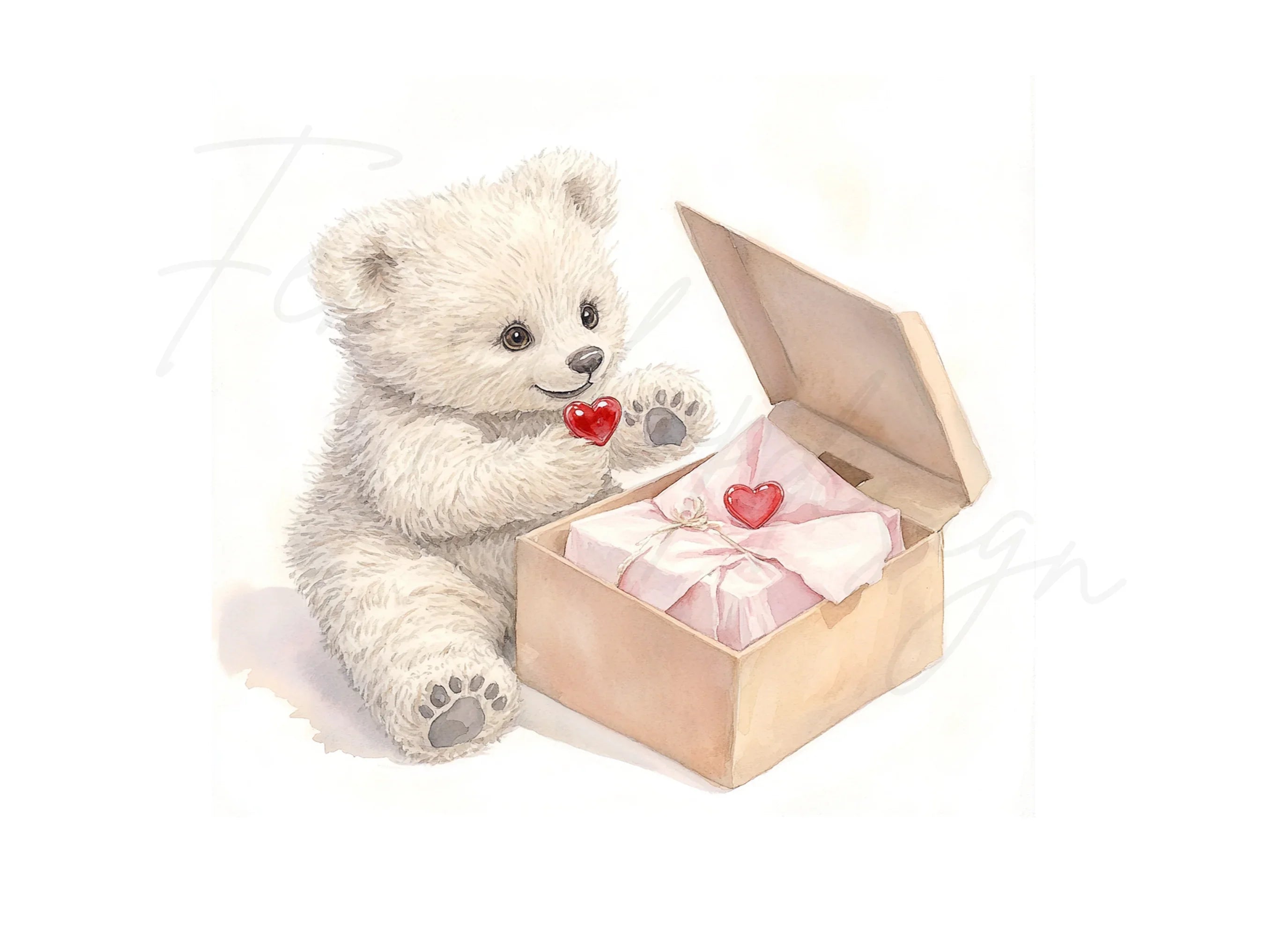 Cute Teddy Bear with Gift Box Clipart Bundle