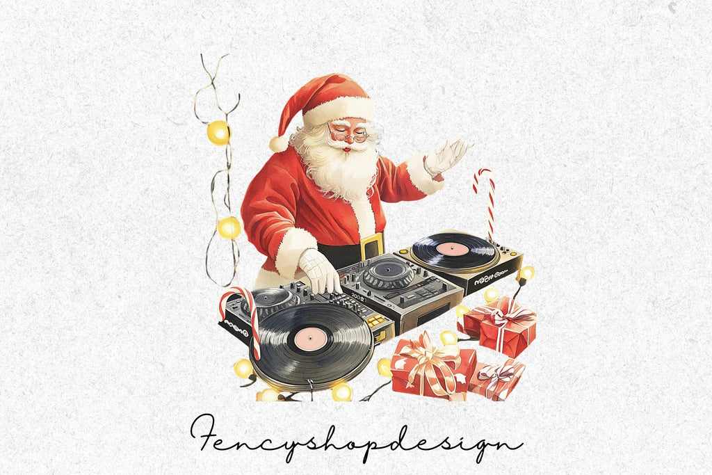 Rockstar Santa & Cozy Christmas Scene Clipart Bundle