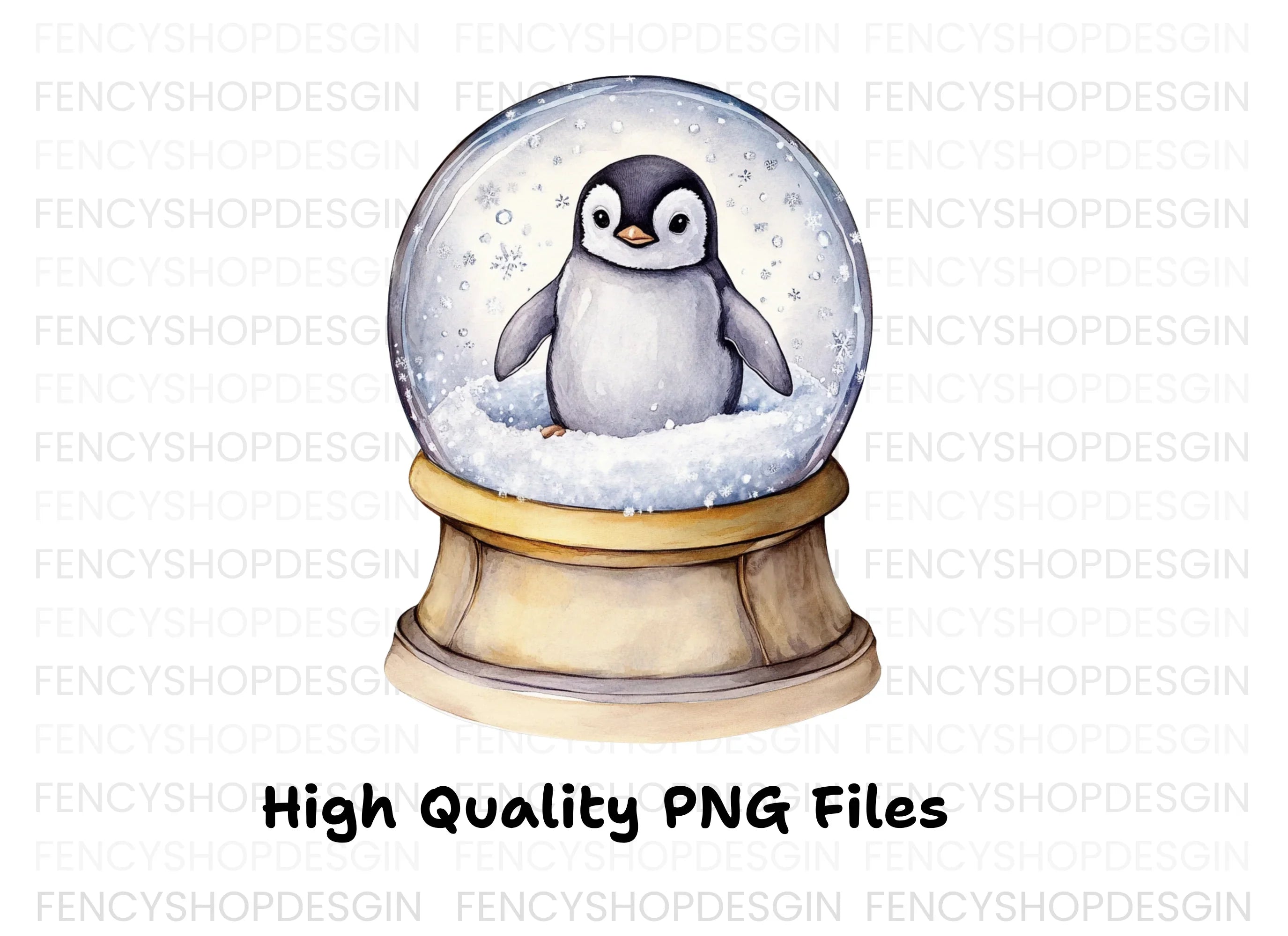 Penguin Snow Globe Duo Clipart Bundle
