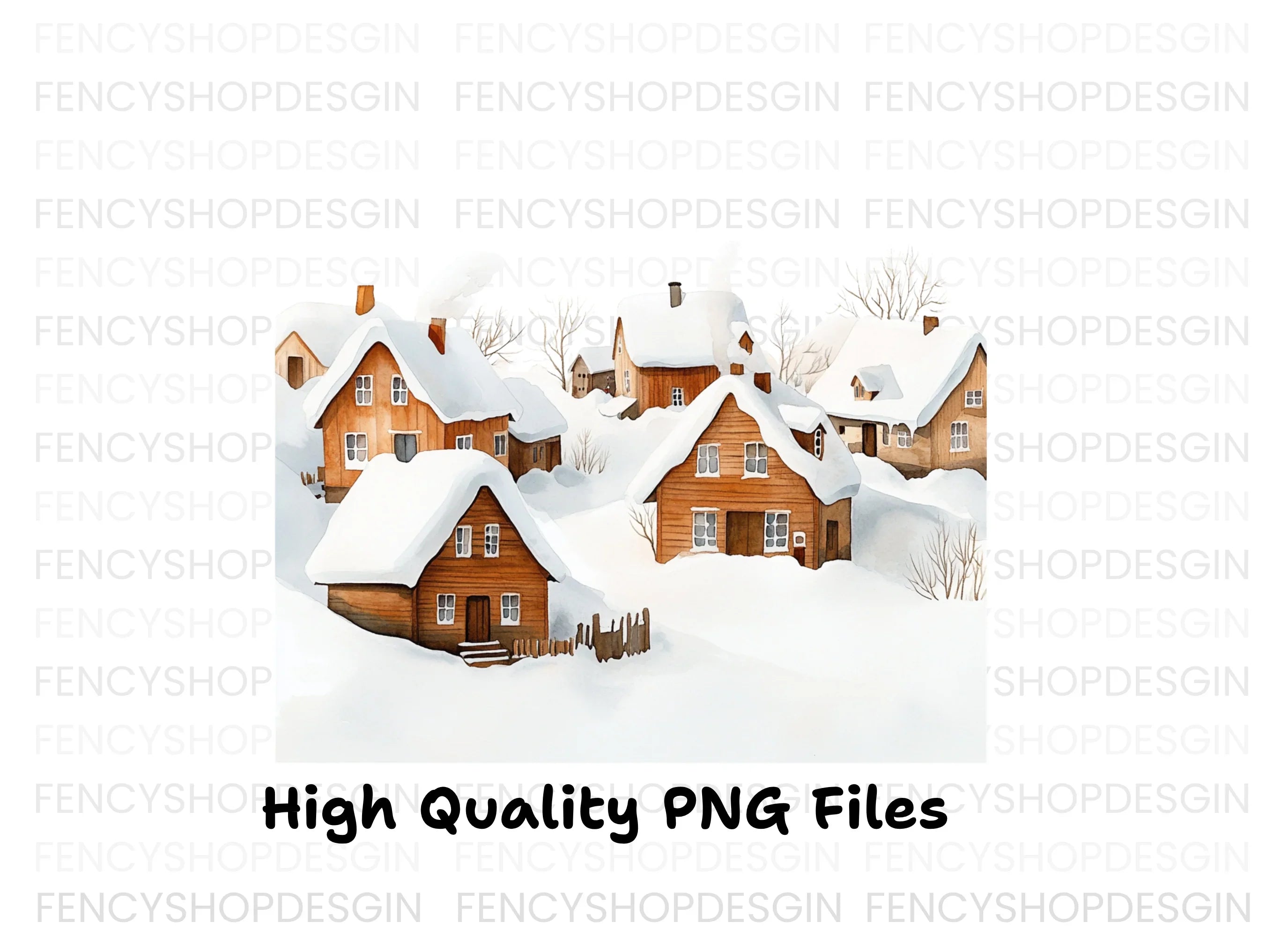 Rustic Winter Village Clipart Bundle