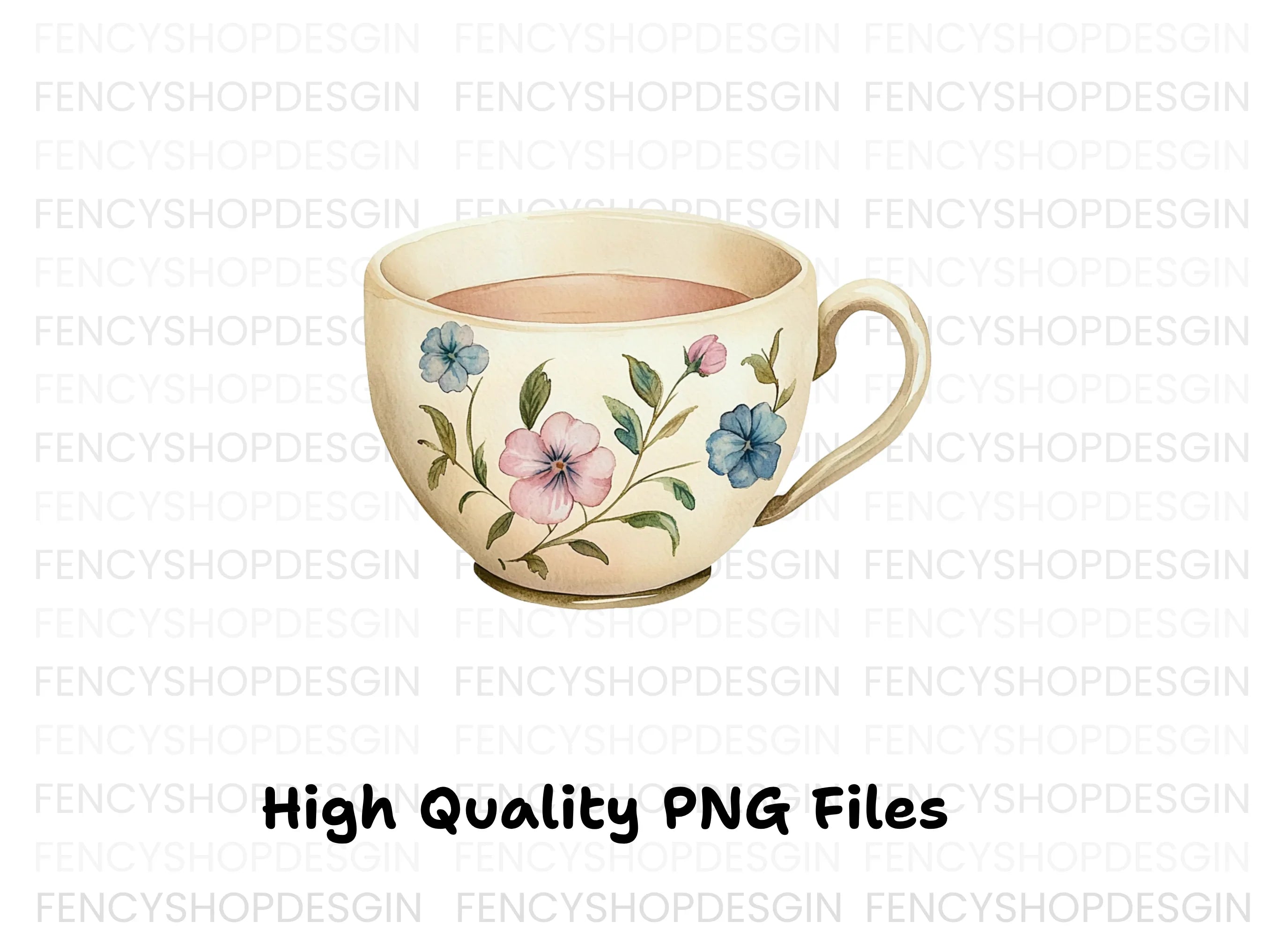 Vintage Floral Teacups Clipart Bundle