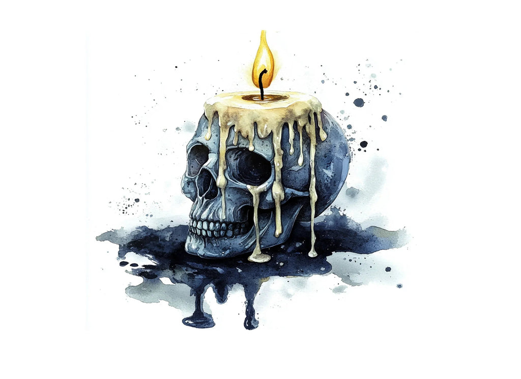 Spooky Skull and Melting Candle Clipart Bundle