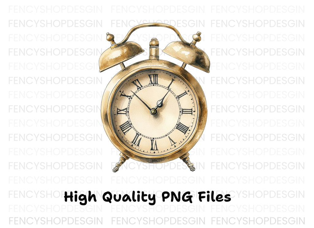 Vintage Alarm Clocks Clipart Bundle