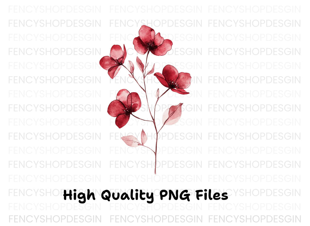 Red Flowers Clipart Bundle