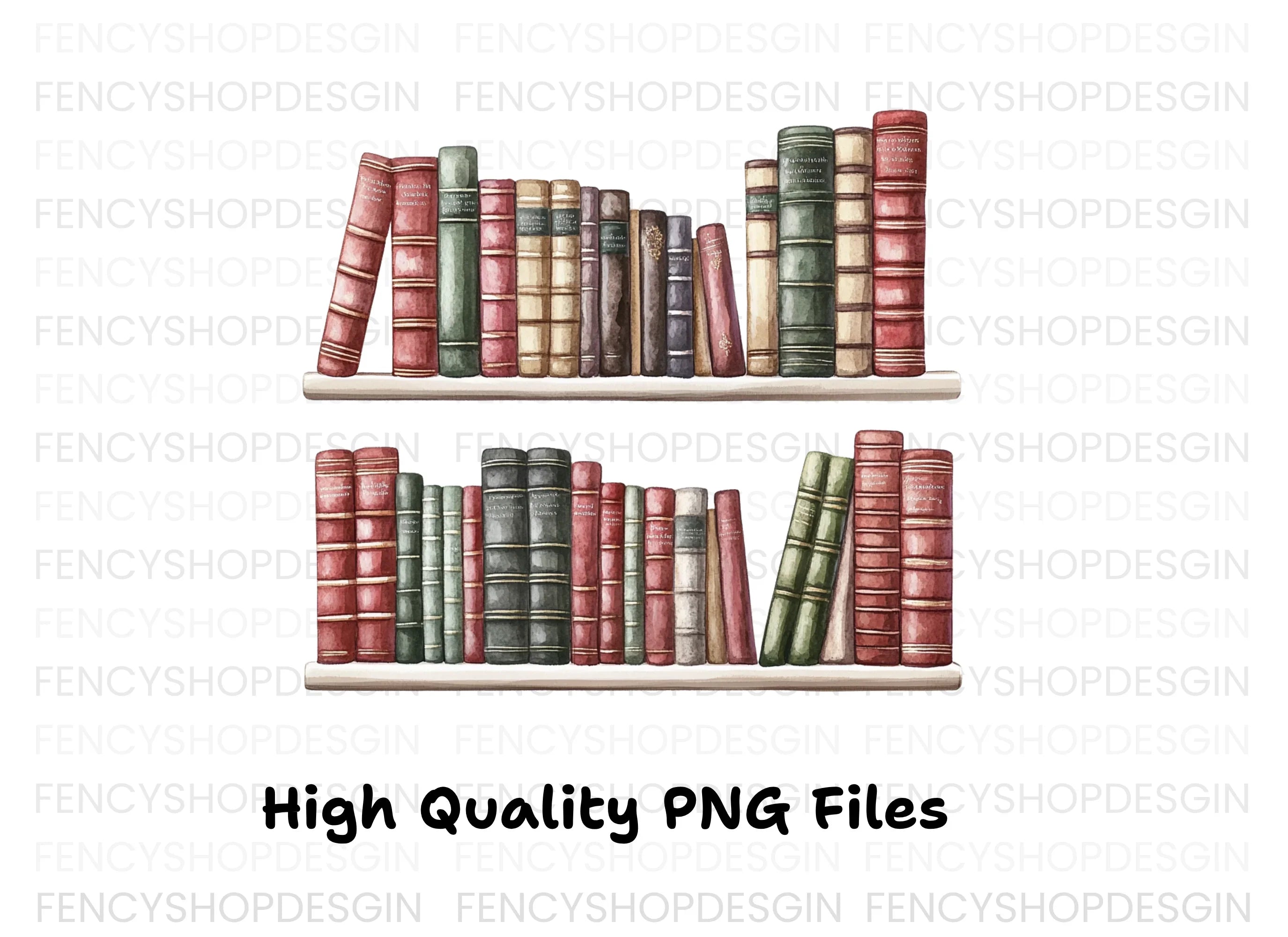 Vintage Bookshelf Clipart Bundle