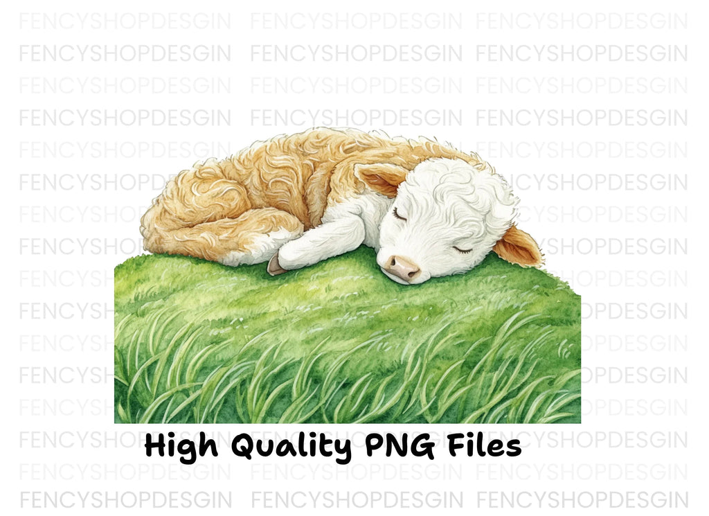 Cute Sleeping Calves Clipart Bundle