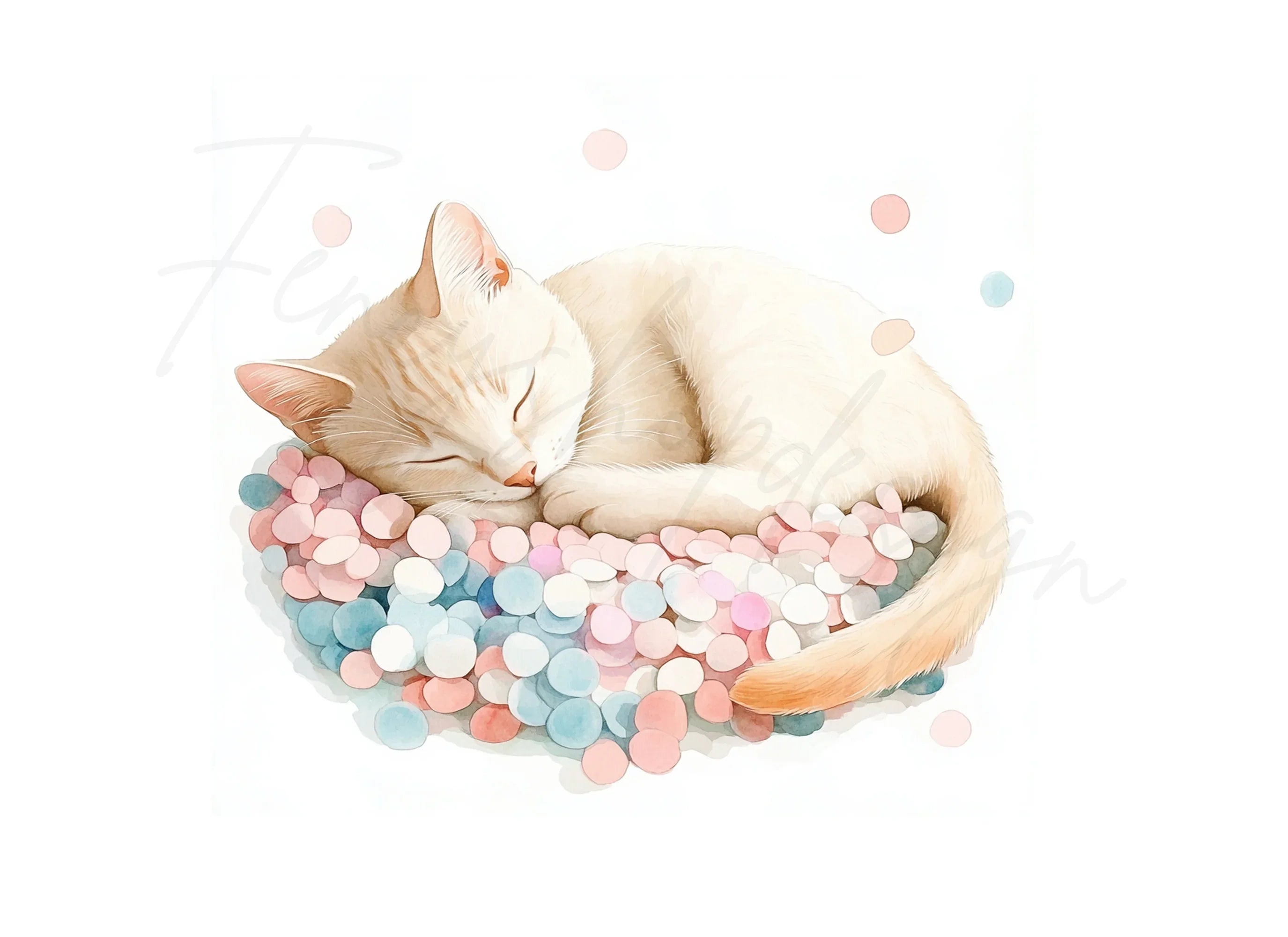 Sleeping Kitten on Candy Clipart Bundle