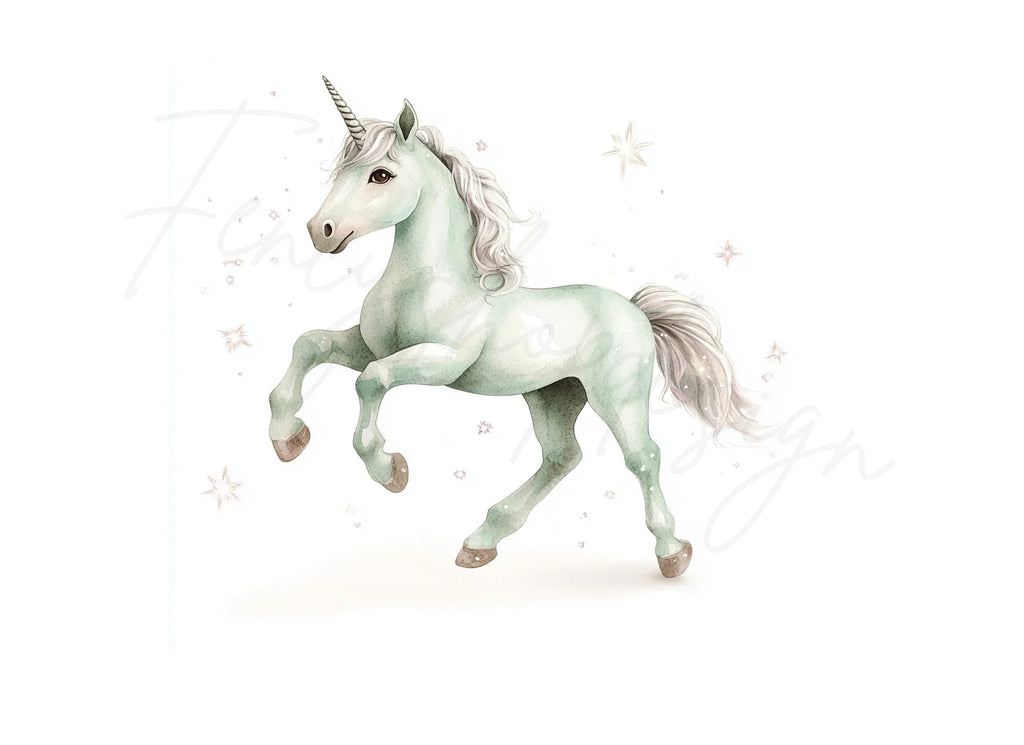 Sparkling Mint Green Unicorn Clipart Bundle