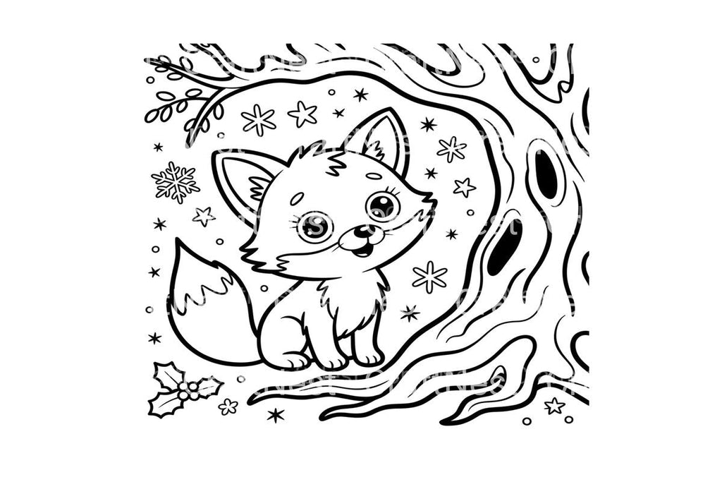 Cute Winter Fox Coloring Books