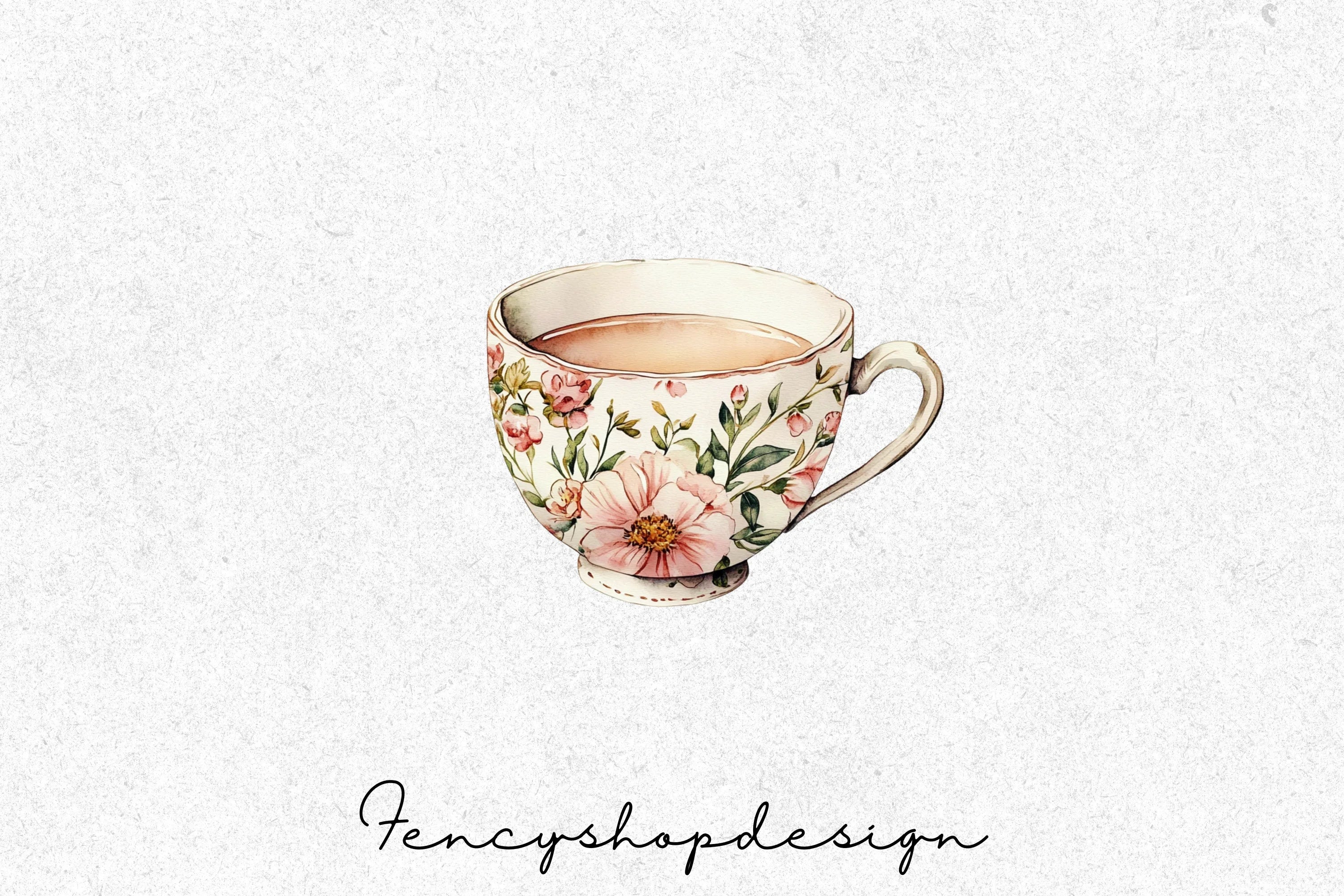 Floral Teacups Clipart Bundle