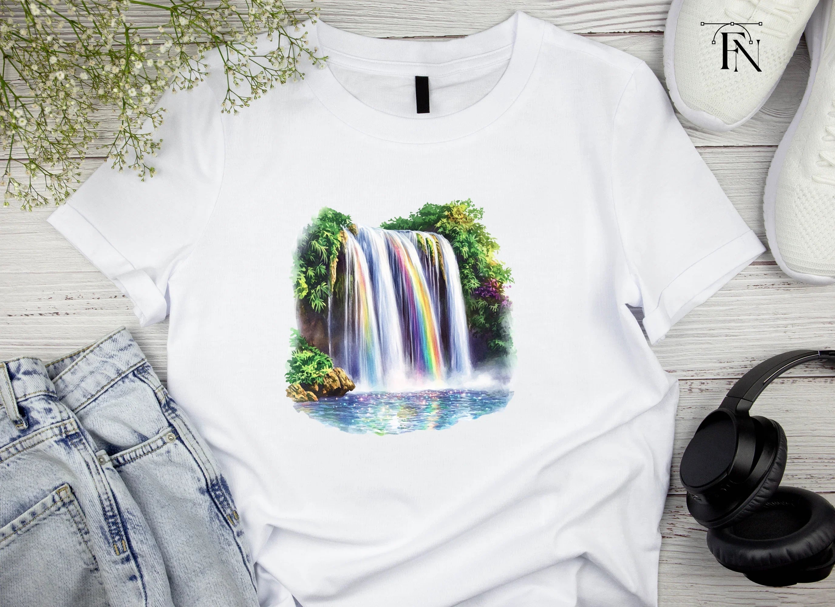 Rainbow Waterfall Clipart Bundle