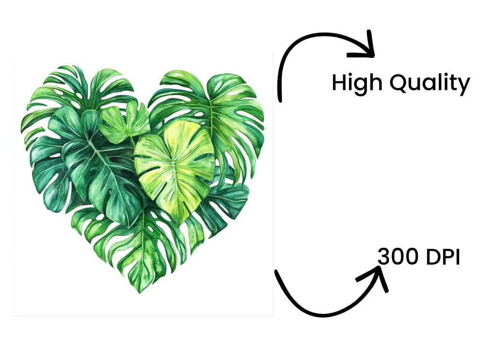 Tropical Leaf Heart Clipart Bundle