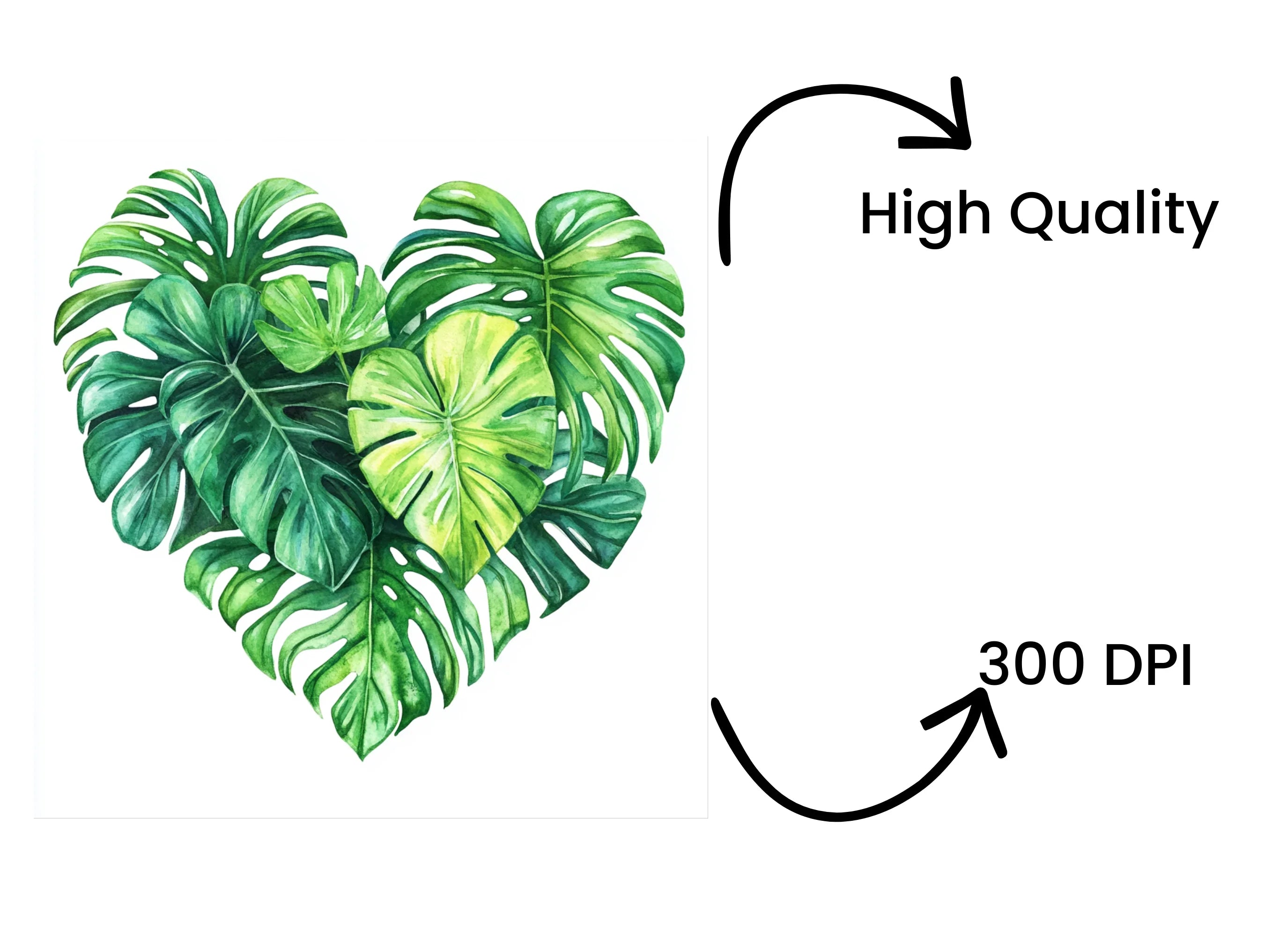 Tropical Leaf Heart Clipart Bundle