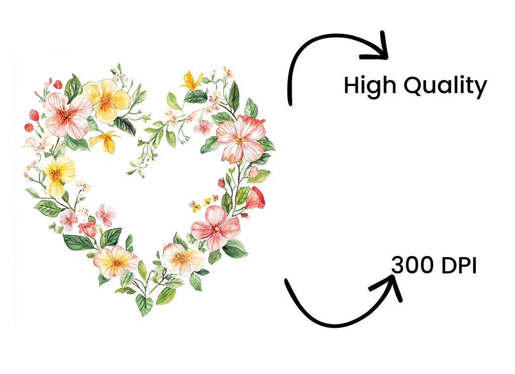 Heart Floral Wreath Clipart Bundle