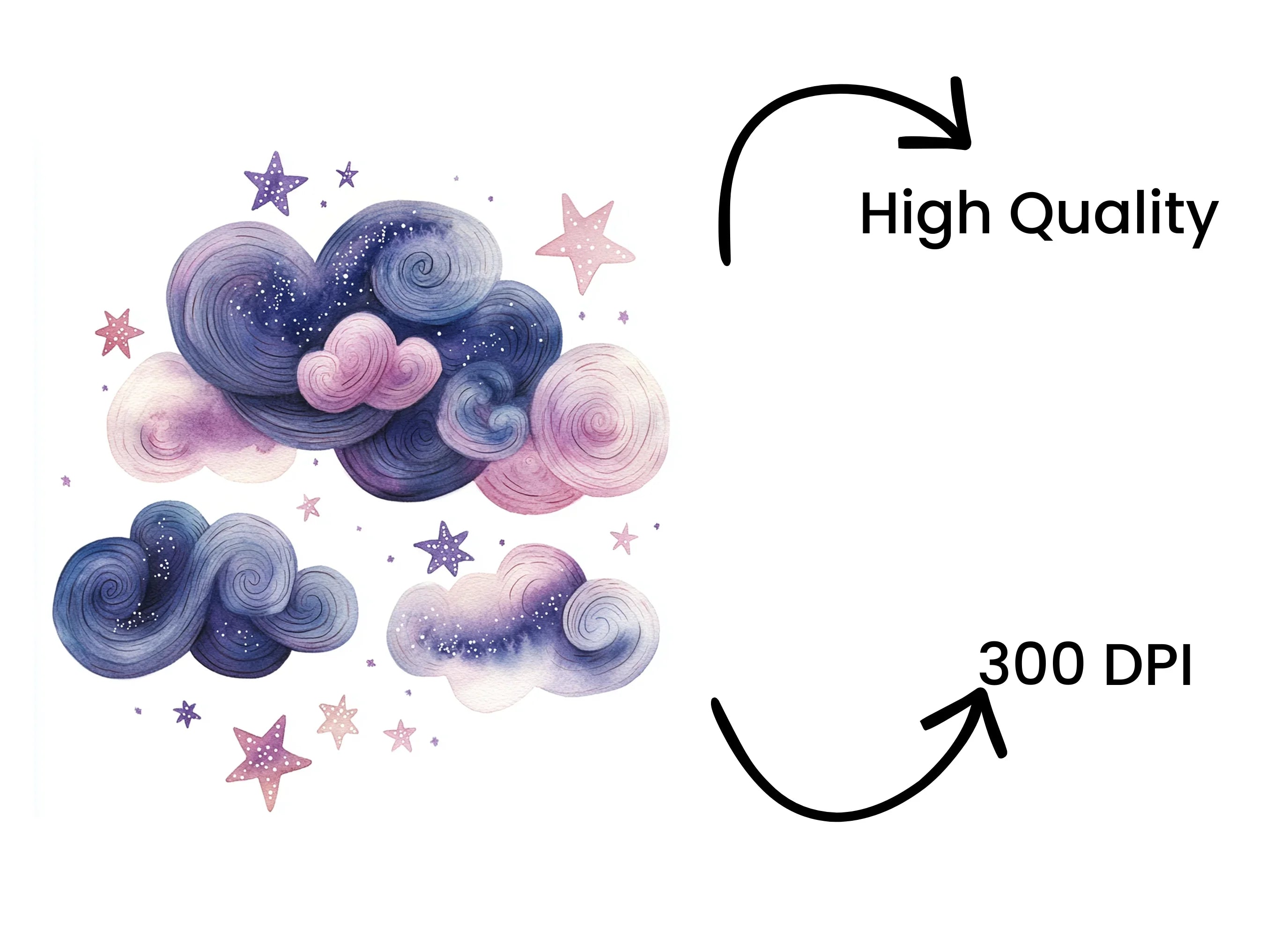 Dreamy Pastel Clouds and Stars Clipart Bundle