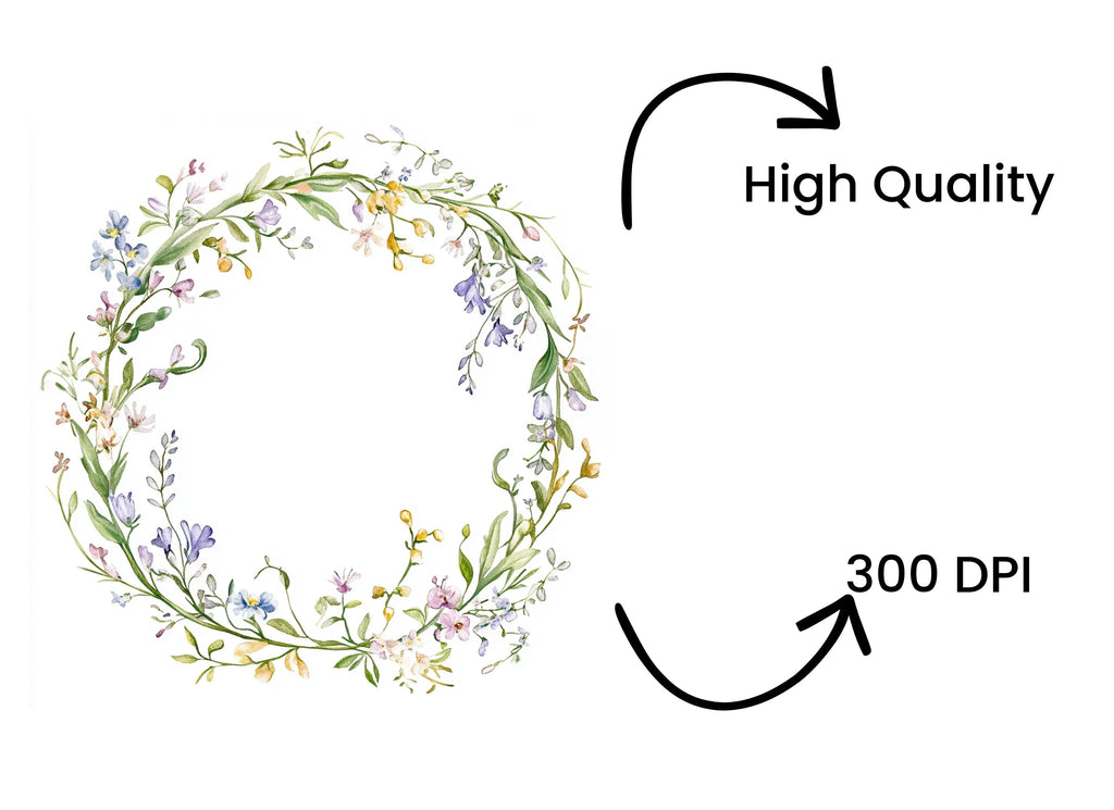 Delicate Wildflower Wreaths Clipart Bundle