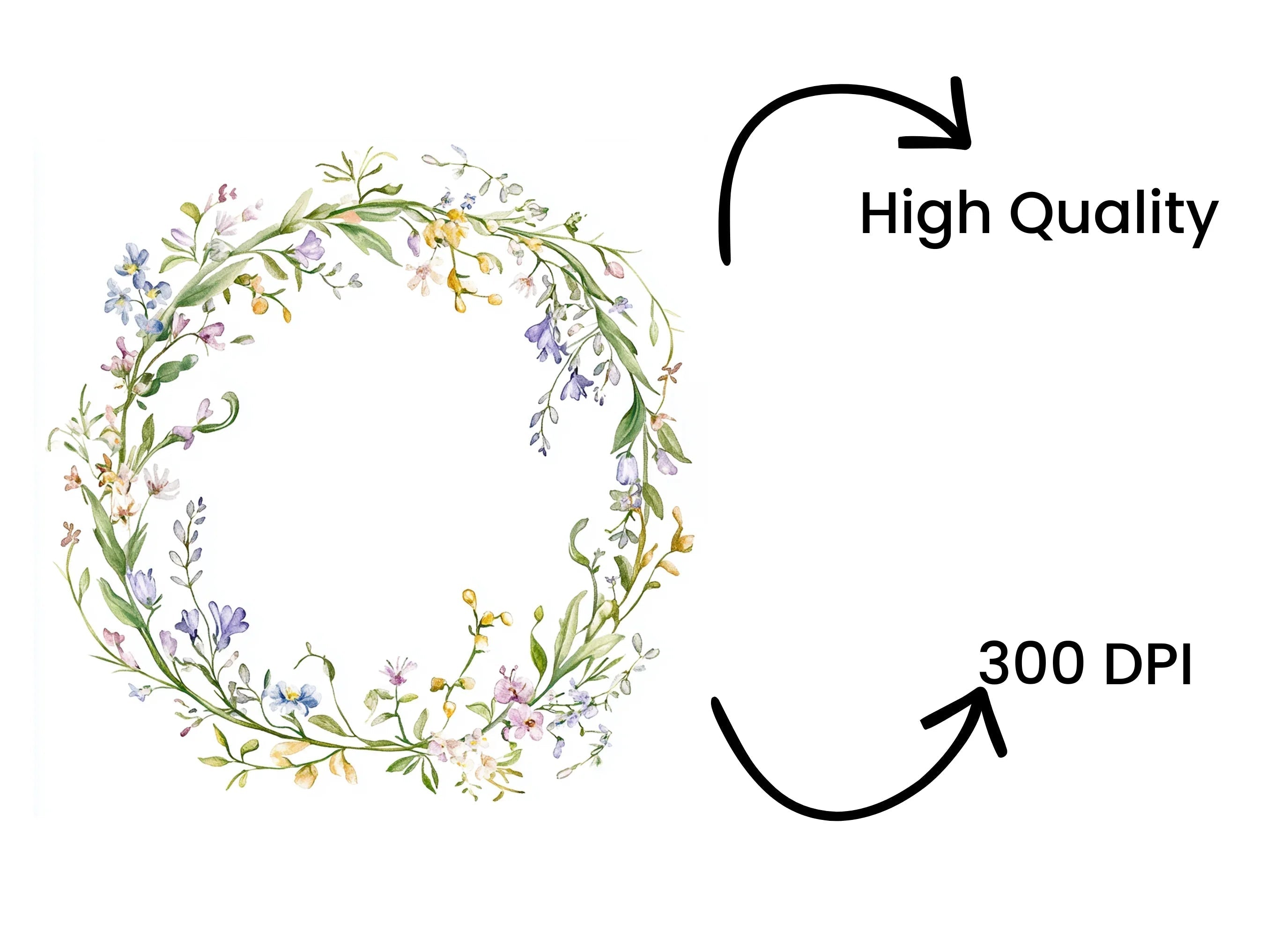 Delicate Wildflower Wreaths Clipart Bundle