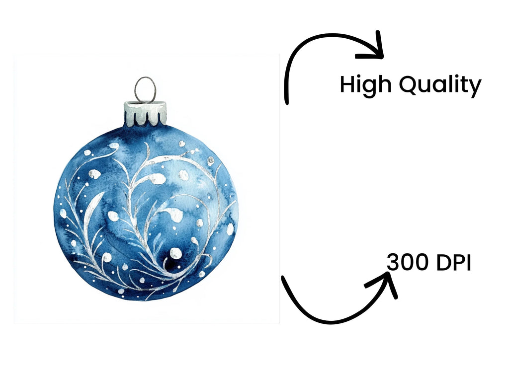 Elegant Blue Christmas Ball Ornament Clipart Bundle
