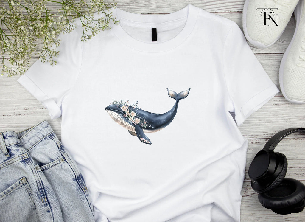 Elegant Floral Whale Clipart Bundle