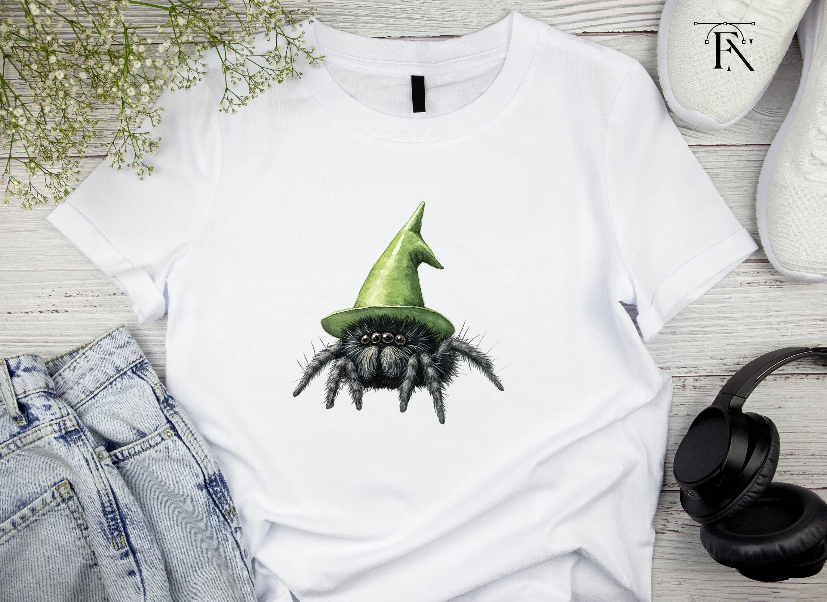 Cute Spider Witch Hat Halloween Clipart Bundle