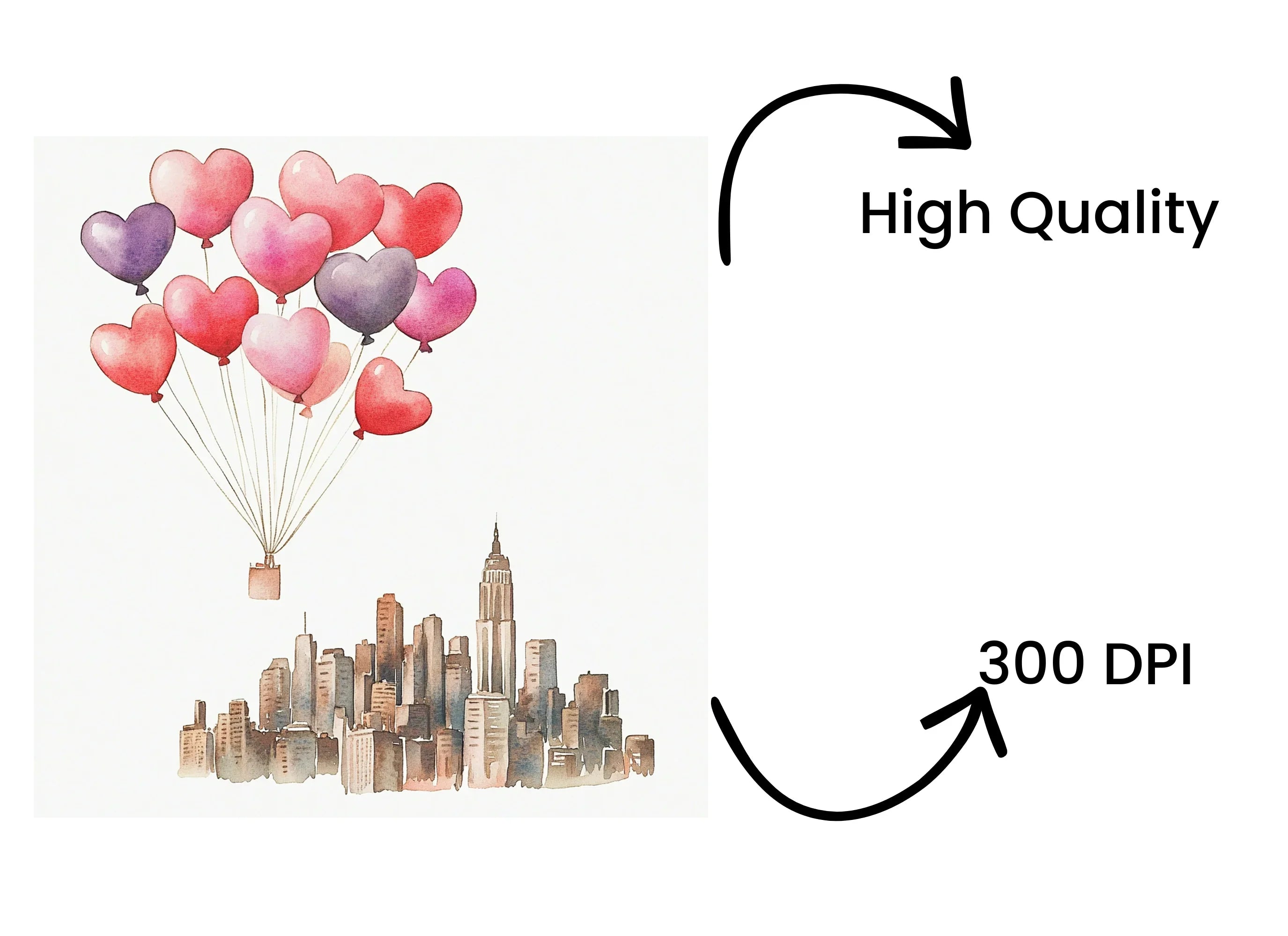Heart Balloons Cityscape Clipart Bundle