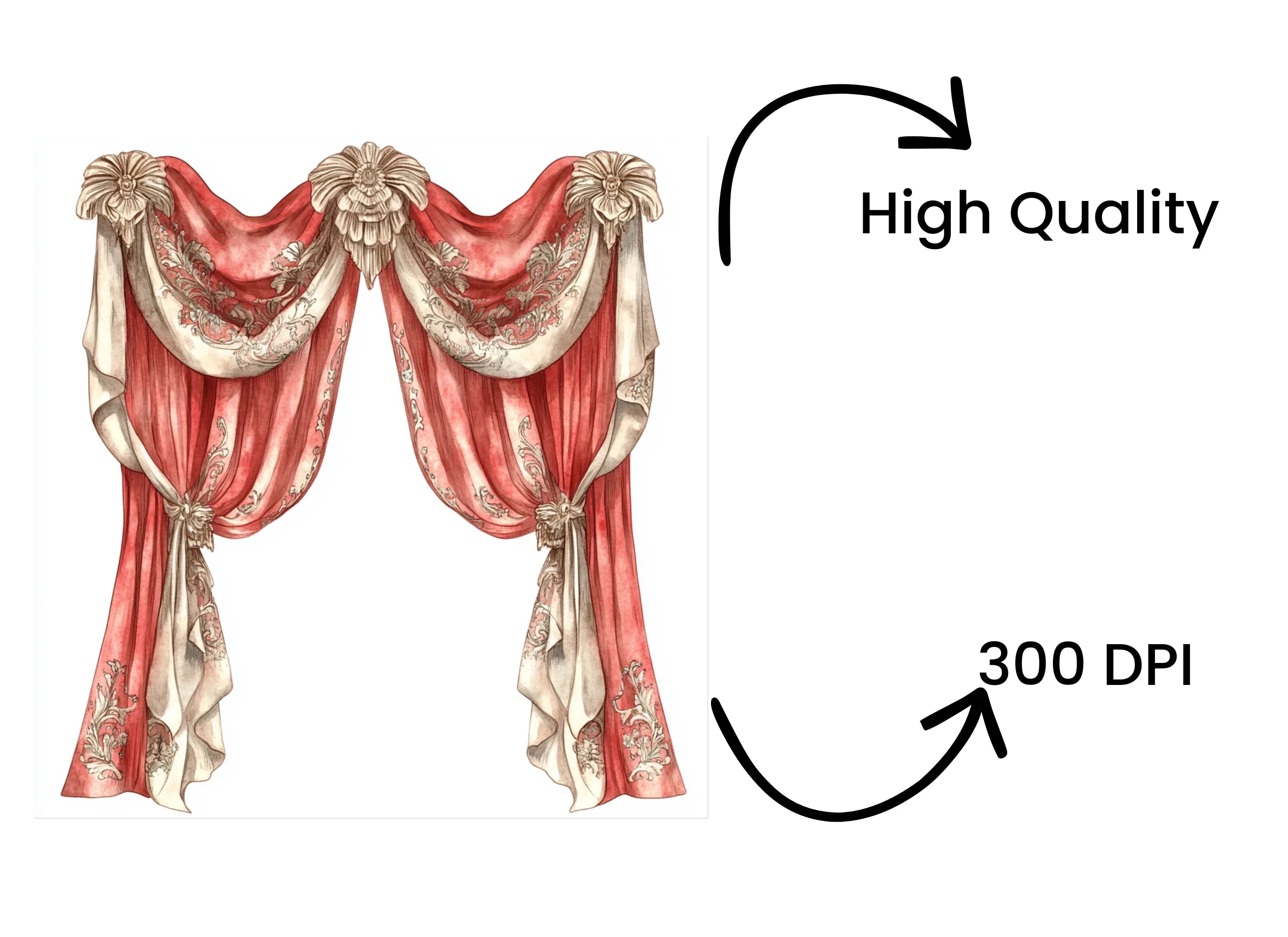 Ornate Victorian Drapes Clipart Bundle