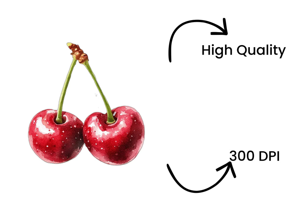 Sweet Red Cherry Illustration Clipart Bundle