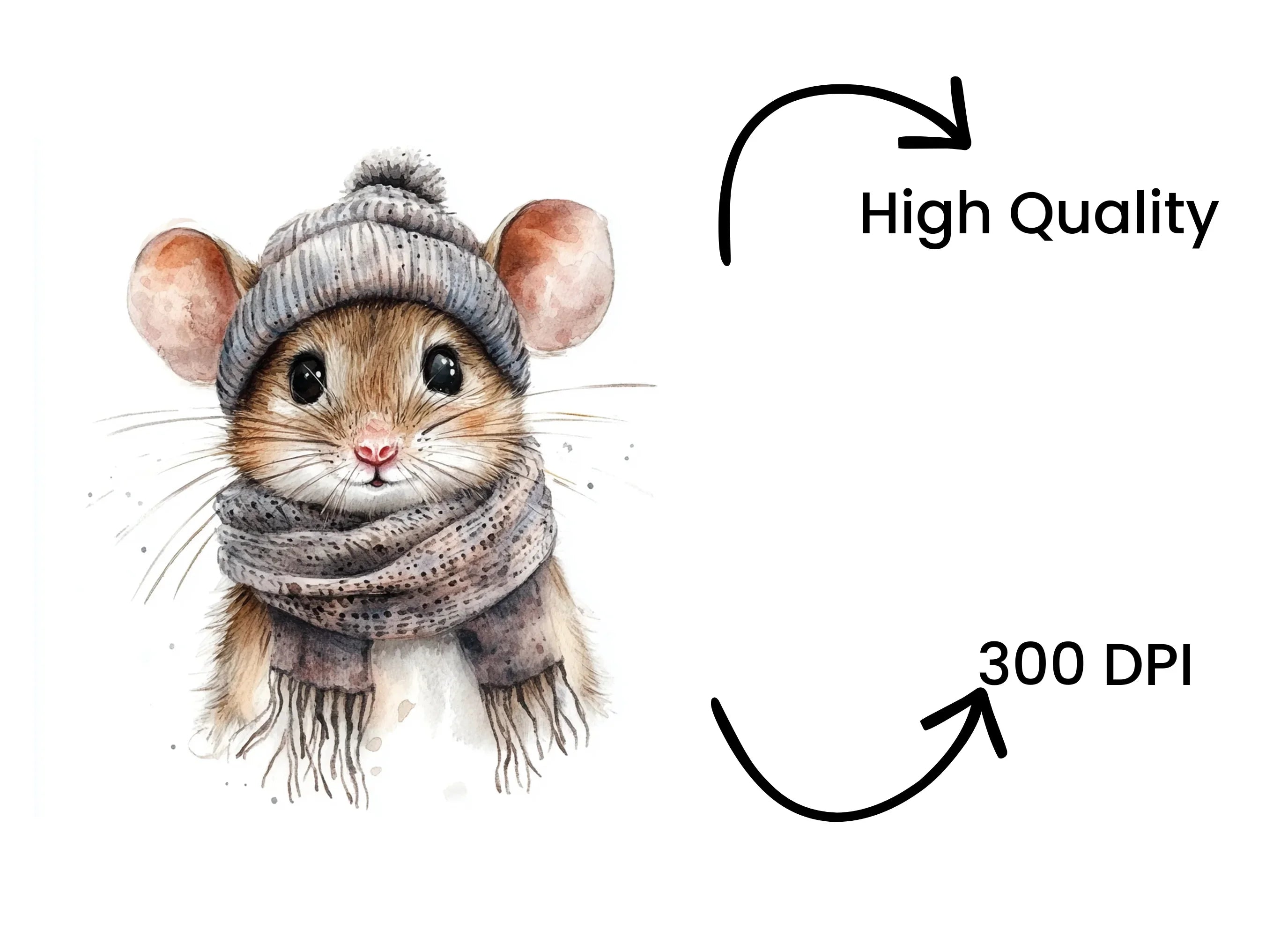 Cute Winter Mouse Clipart Bundle