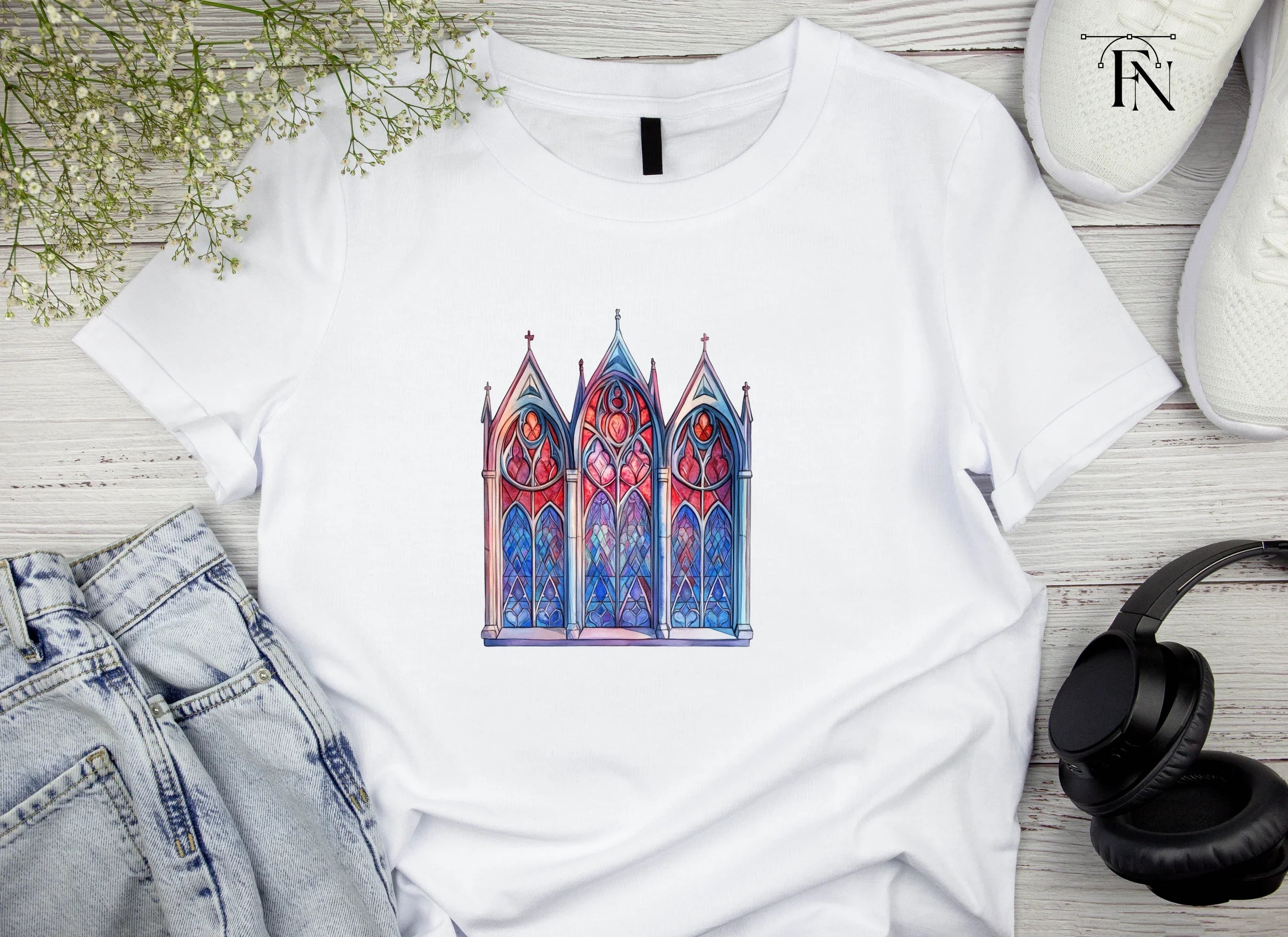 Gothic Stained Glass Windows Clipart Bundle