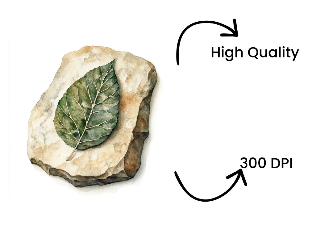 Fossilized Leaf Stone Clipart Bundle