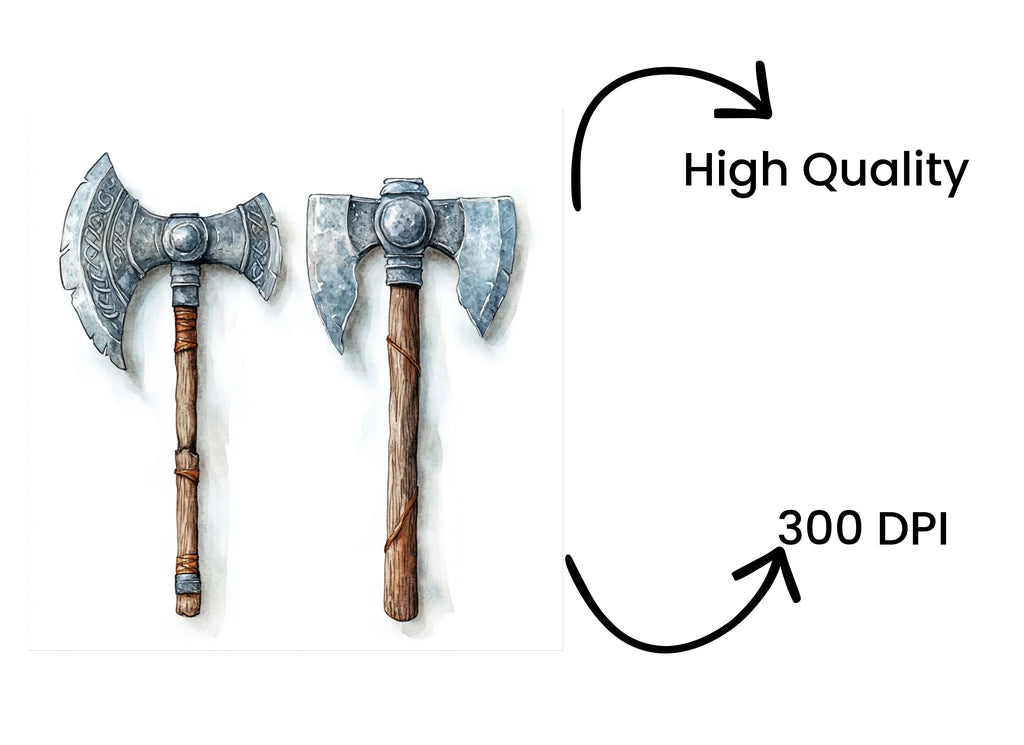 Viking Axes and Medieval Weapons Clipart Bundle