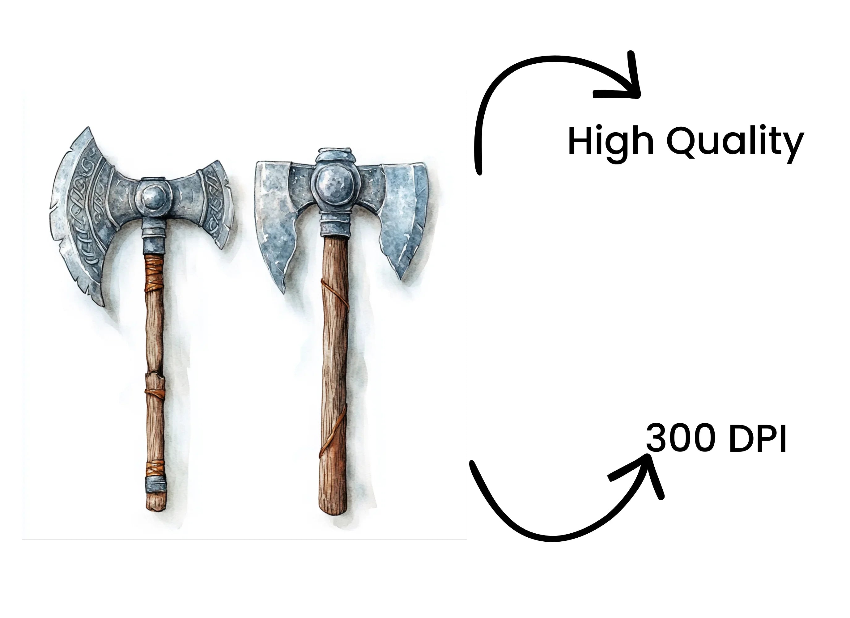 Viking Axes and Medieval Weapons Clipart Bundle