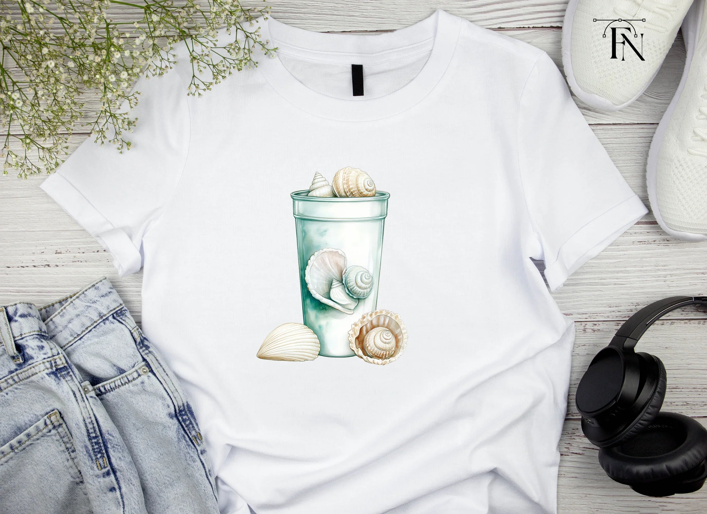 Seashells in Glass Clipart Bundle