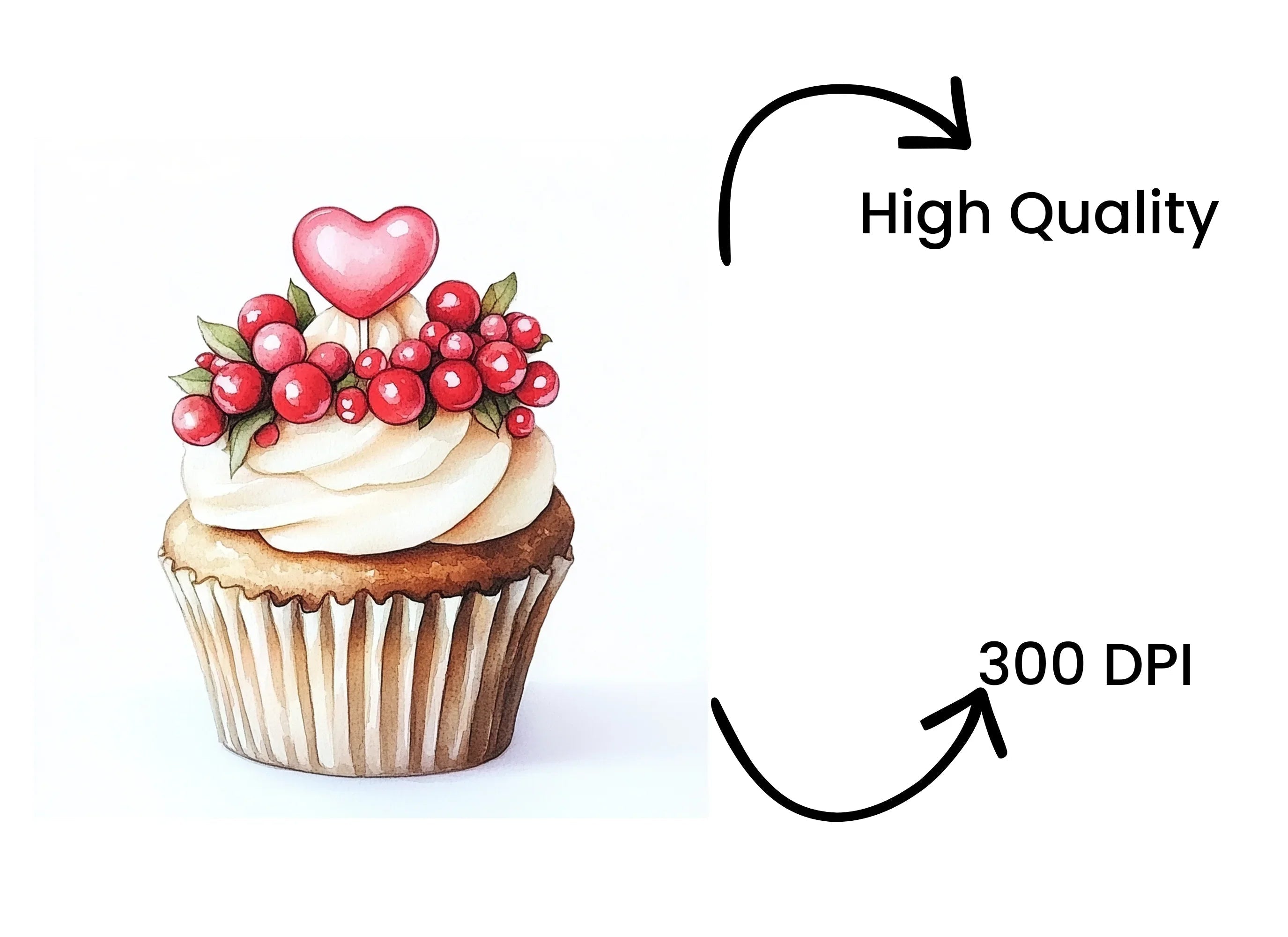 Valentine's Day Cupcakes Clipart Bundle