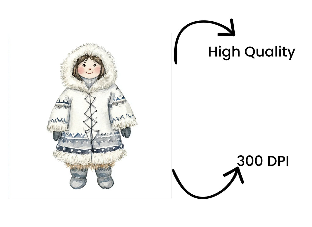 Traditional Inuit Children Clipart Bundle