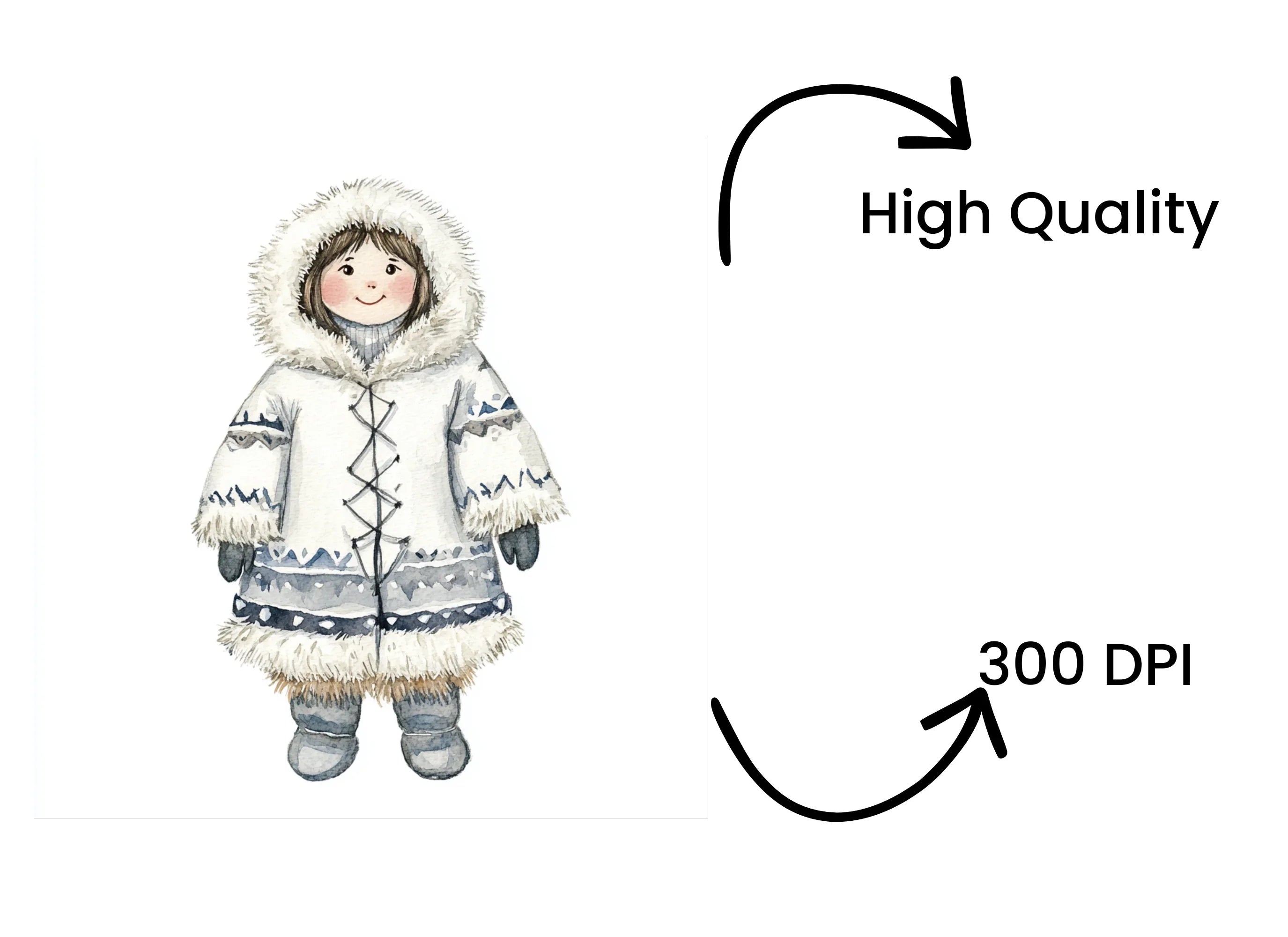 Traditional Inuit Children Clipart Bundle