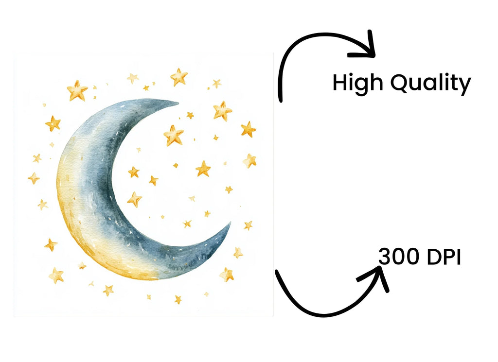 Sleeping Moon and Stars Clipart Bundle