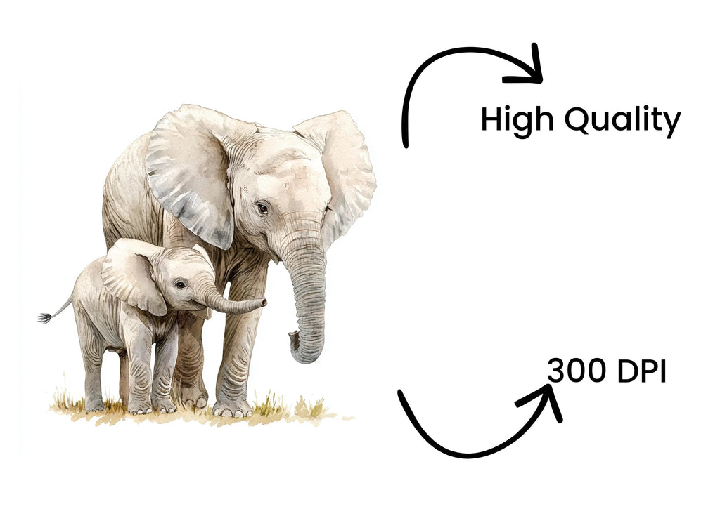 Cute Elephant Family Clipart Bundle