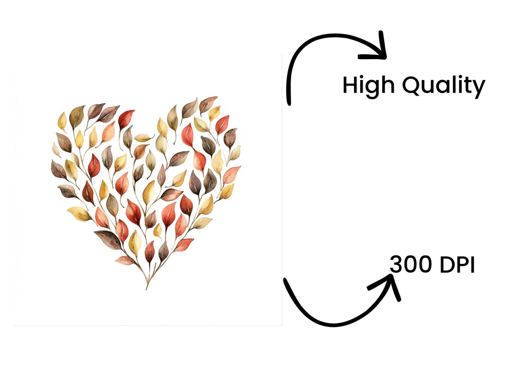 Autumn Leaves Heart Shape Clipart Bundle