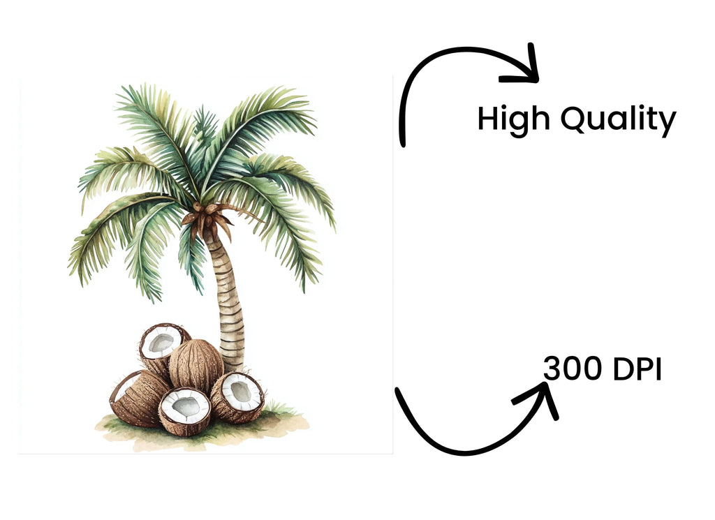 Palm Trees with Coconuts Clipart Bundle