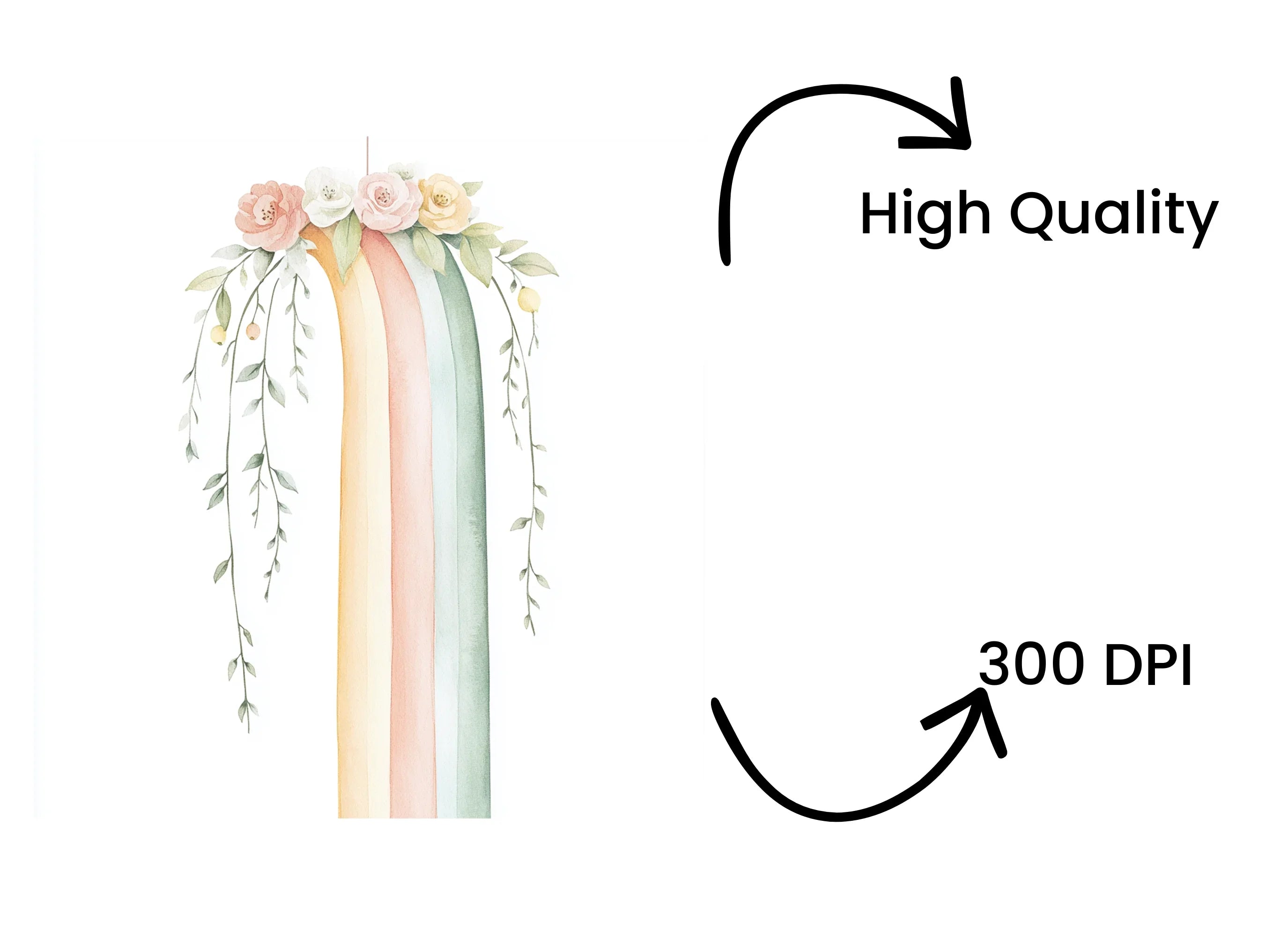 Boho Floral Rainbow Clipart Bundle