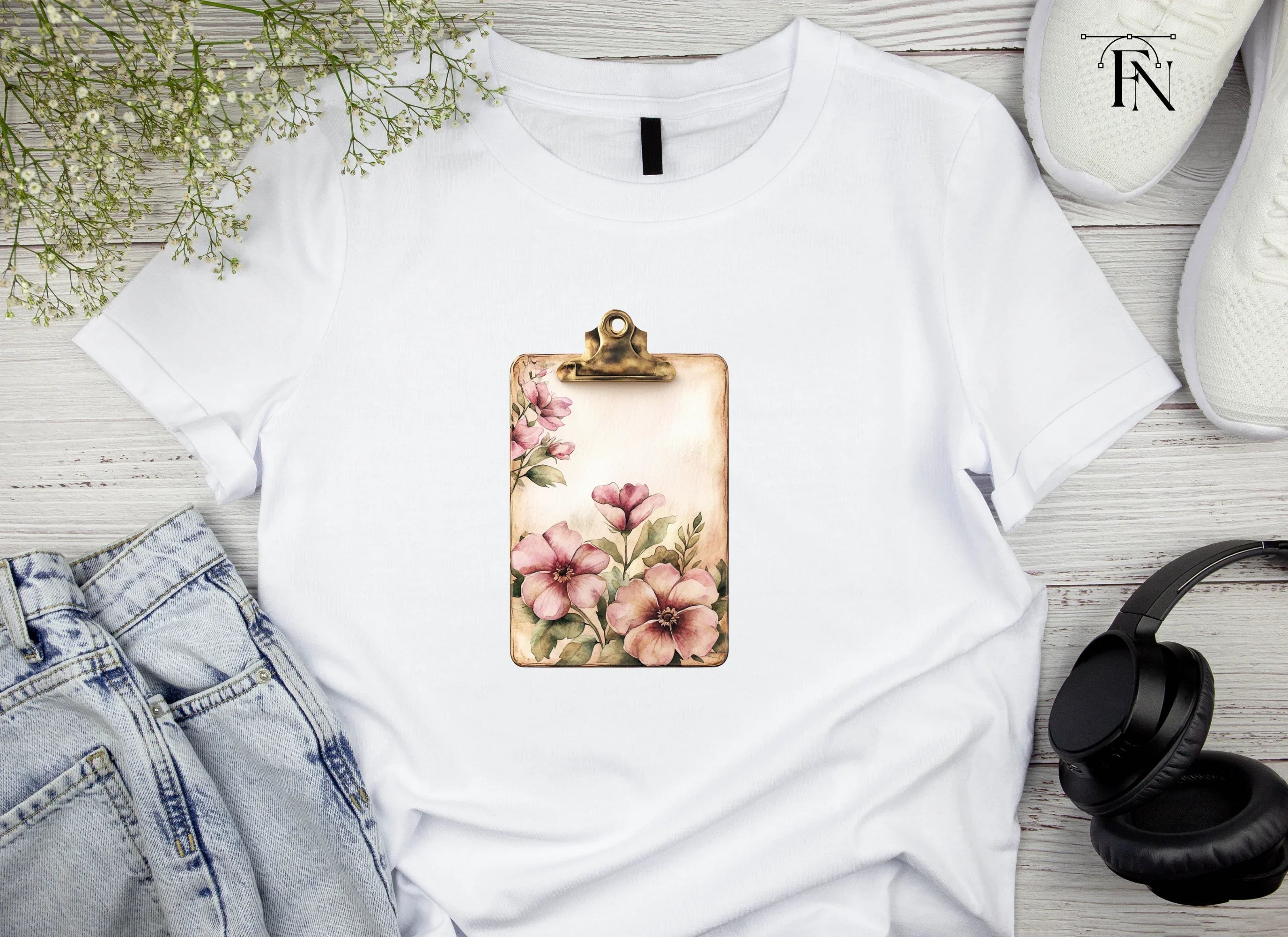 Floral Clipboard Clipart Bundle
